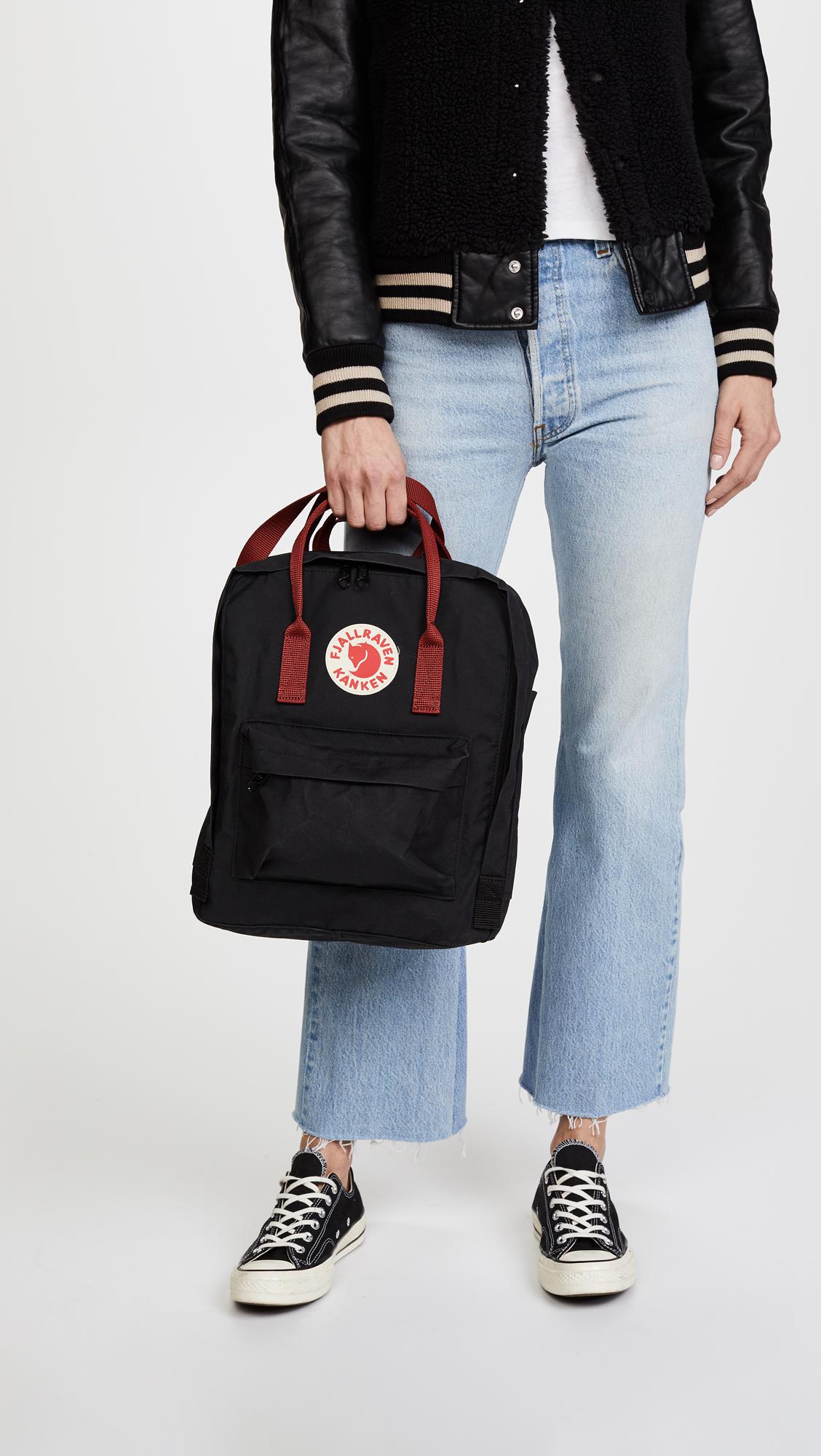 fjallraven kanken backpack black and red
