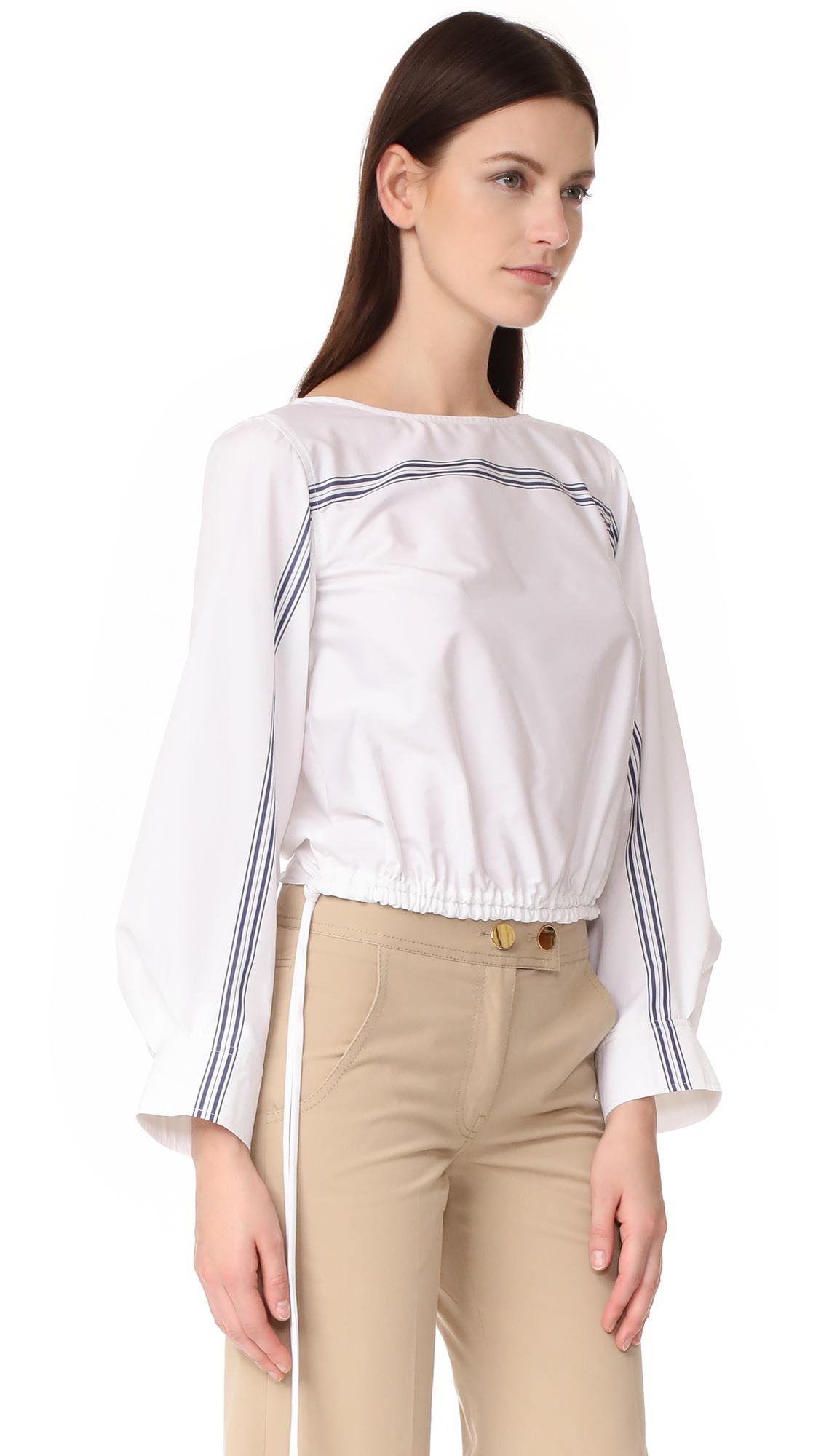 Lyst Derek Lam Long Sleeve Boat Neck Top in White