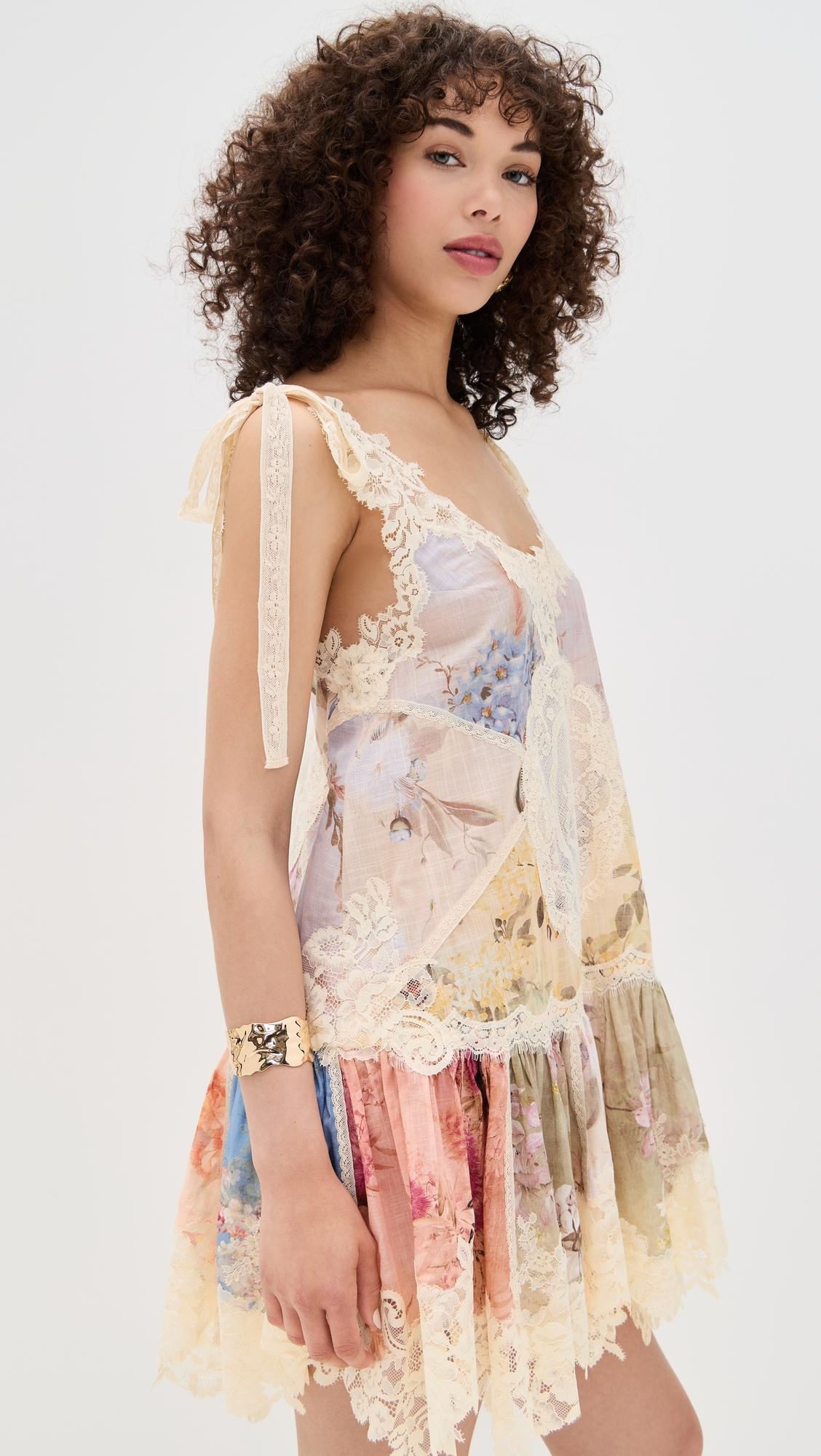 Zimmermann Cascadian Lace Mini Dress in Natural | Lyst