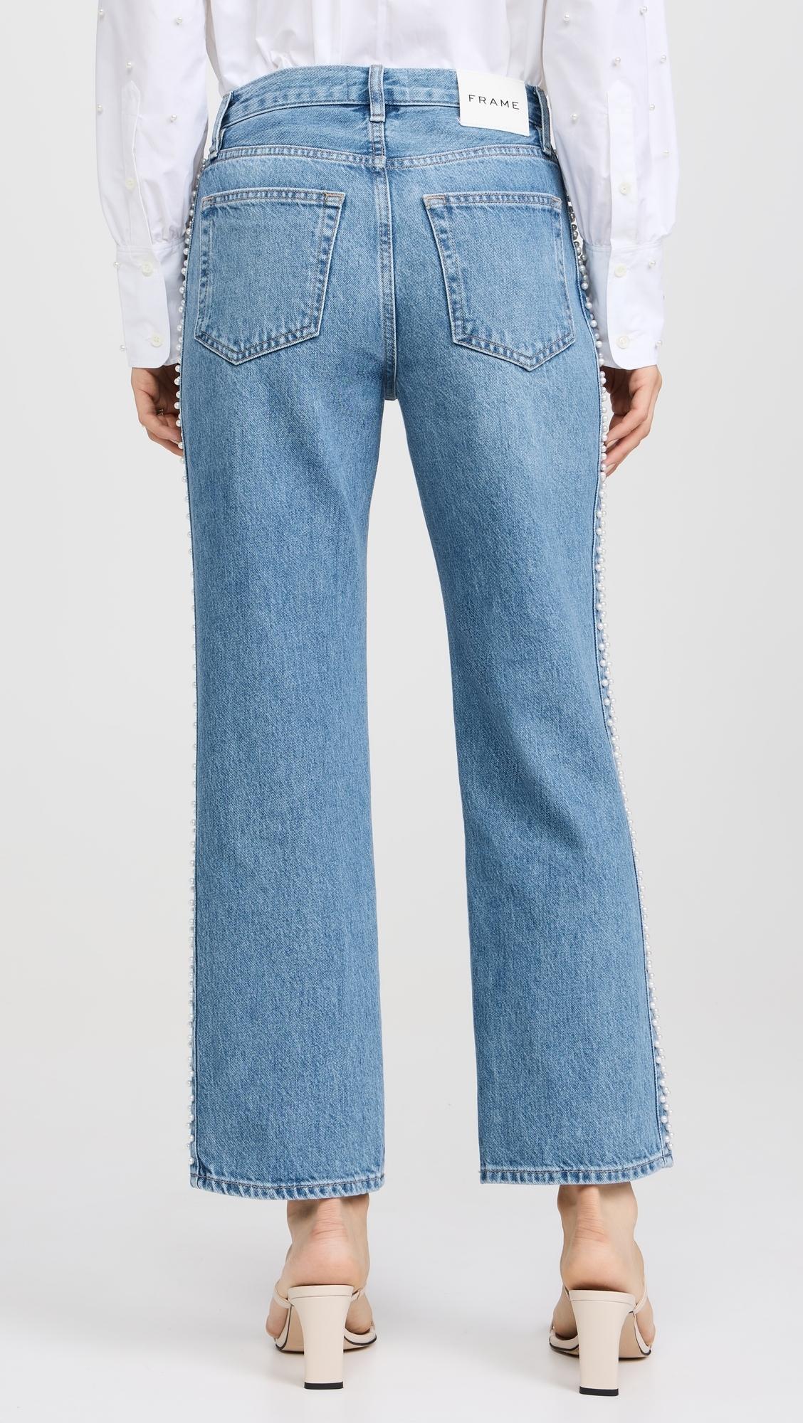 【関税込み】FRAME ブルー Le Jane ジーンズ FRAME Women's Le Jane Wide Leg Cuffed Jeans, Varsity Blues
