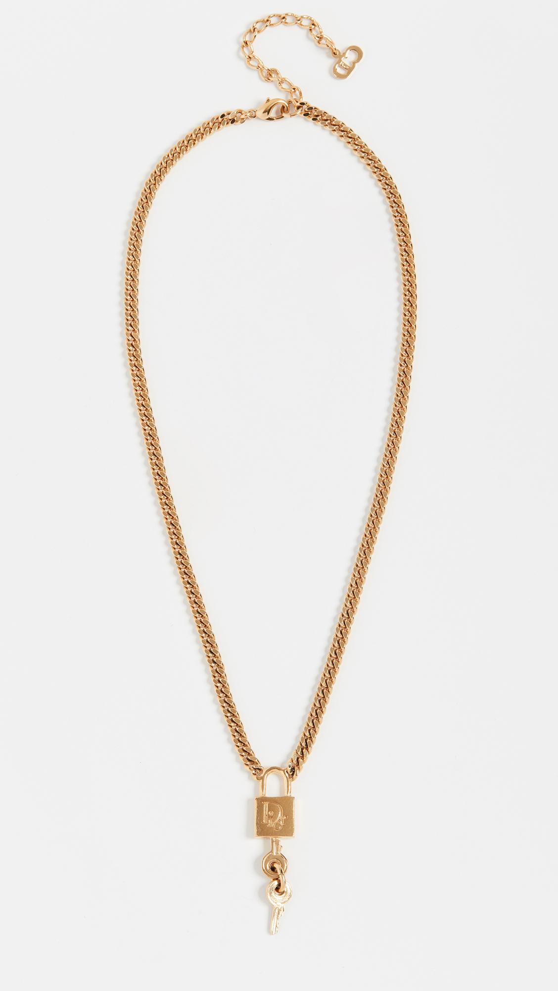 What Goes Around Comes Around Dior Lock Necklace in Gold (Metallic) - Lyst
