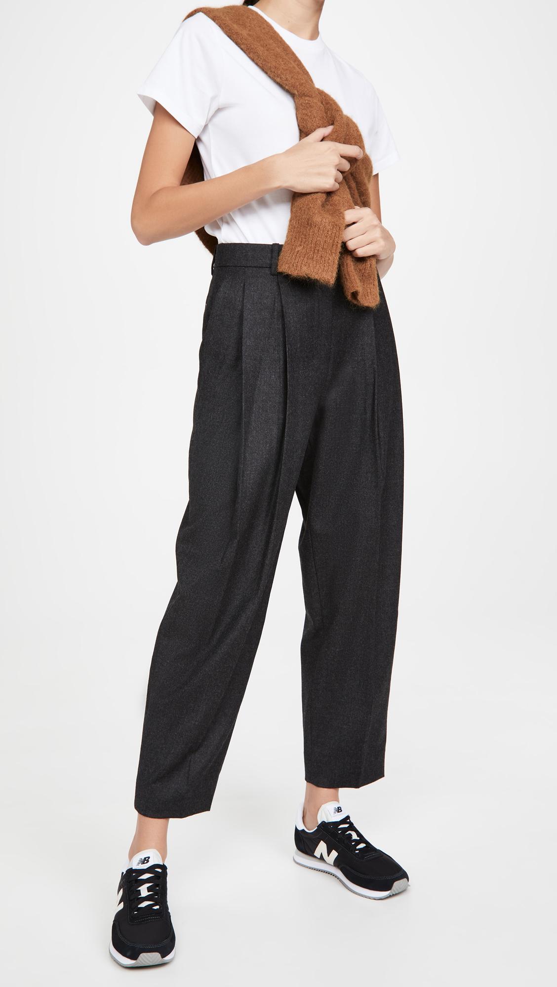 Theory Wool Pleat Carrot Pants in Dark Charcoal Melange (Gray) Lyst