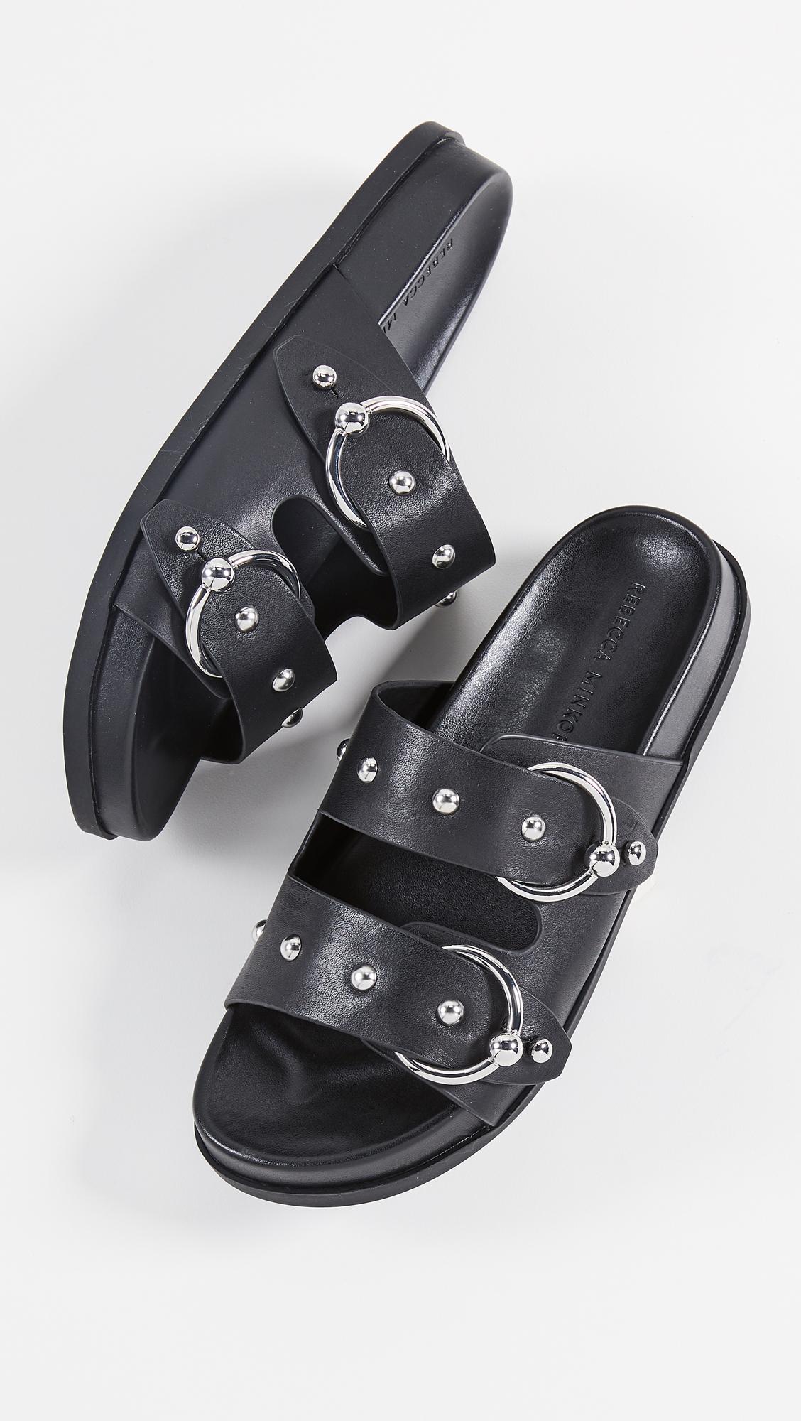 Rebecca Minkoff Vachel Double Strap Slides in Black Lyst