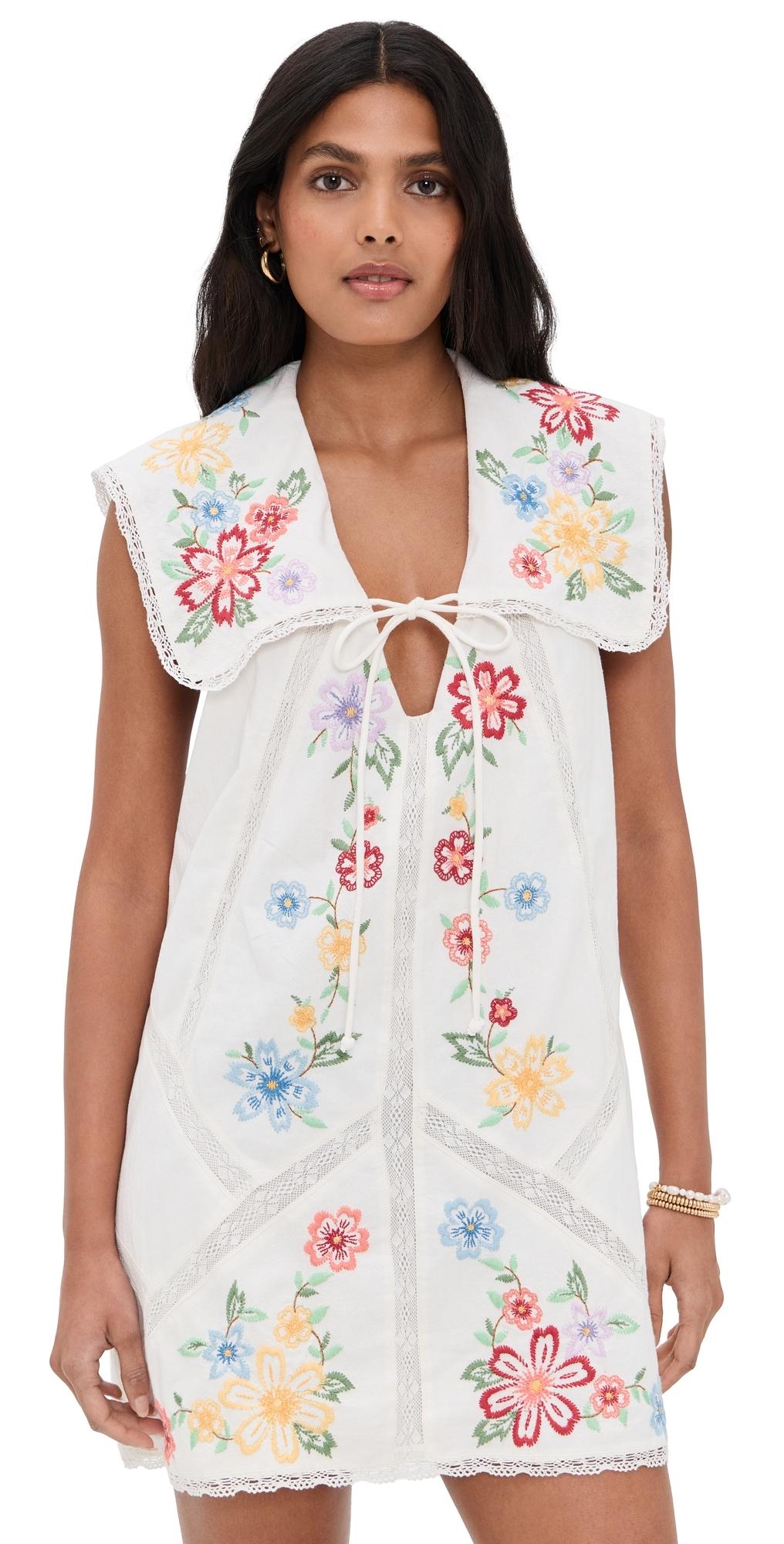 Free People Willow Embroidered Mini Dress in White | Lyst