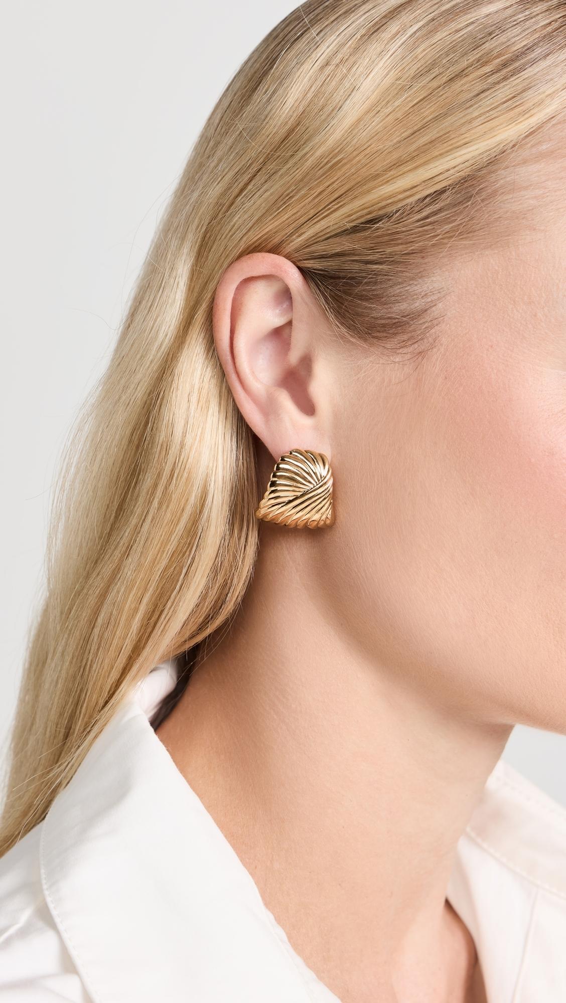 Missoma Wavy Ridge Ripple Oversized Stud Earrings in White
