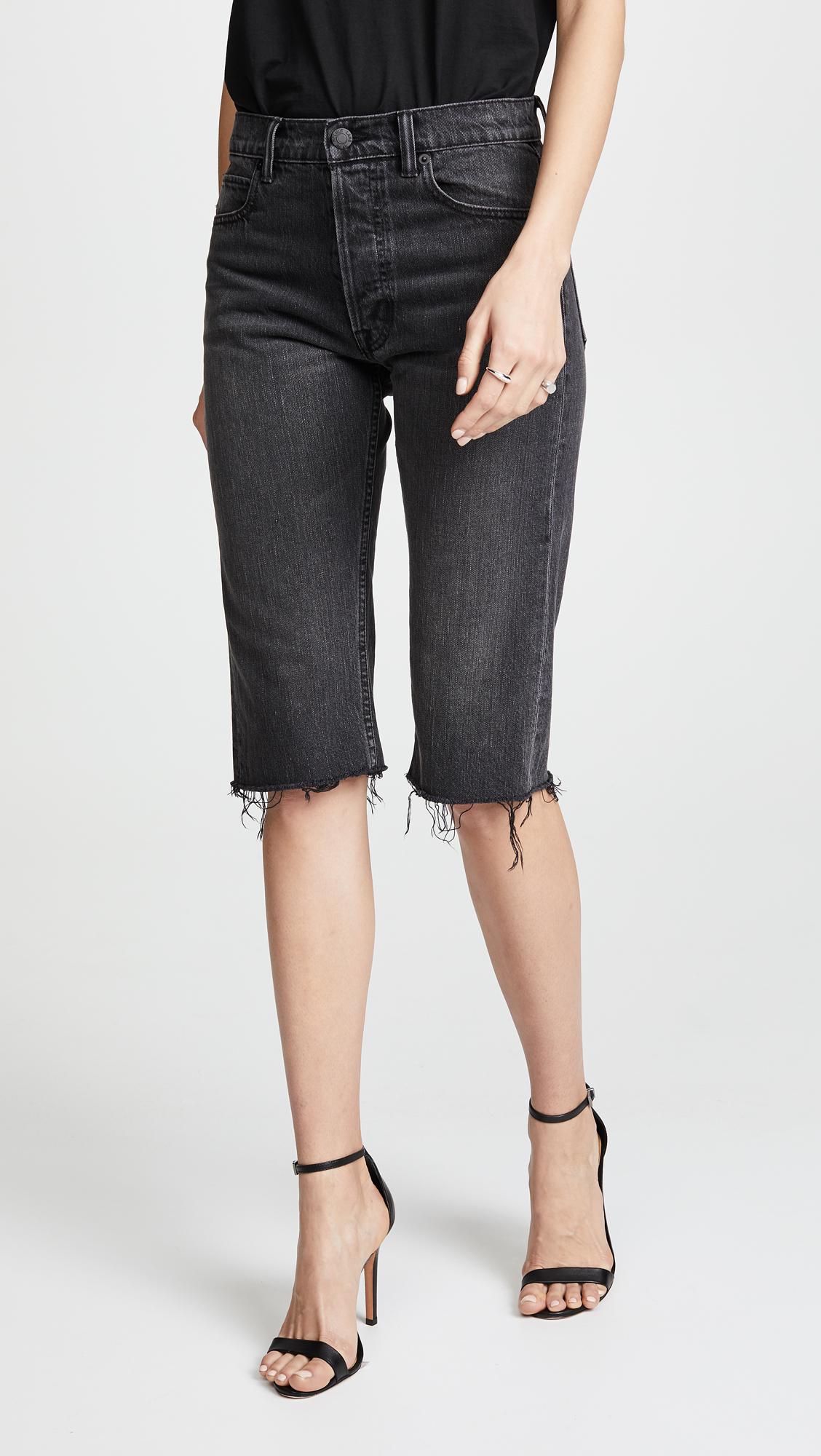 black jean shorts knee length