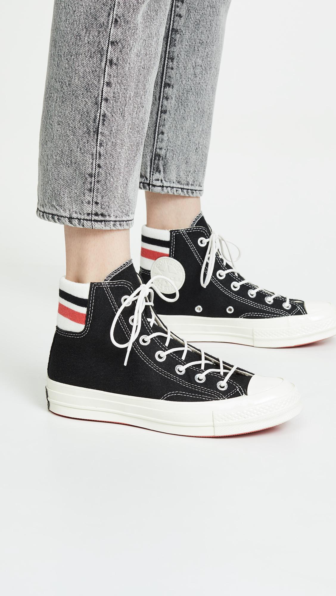 Converse Felt Chuck 70 Retro Stripe High Top Sneakers in Black/Red (Black)  - Lyst