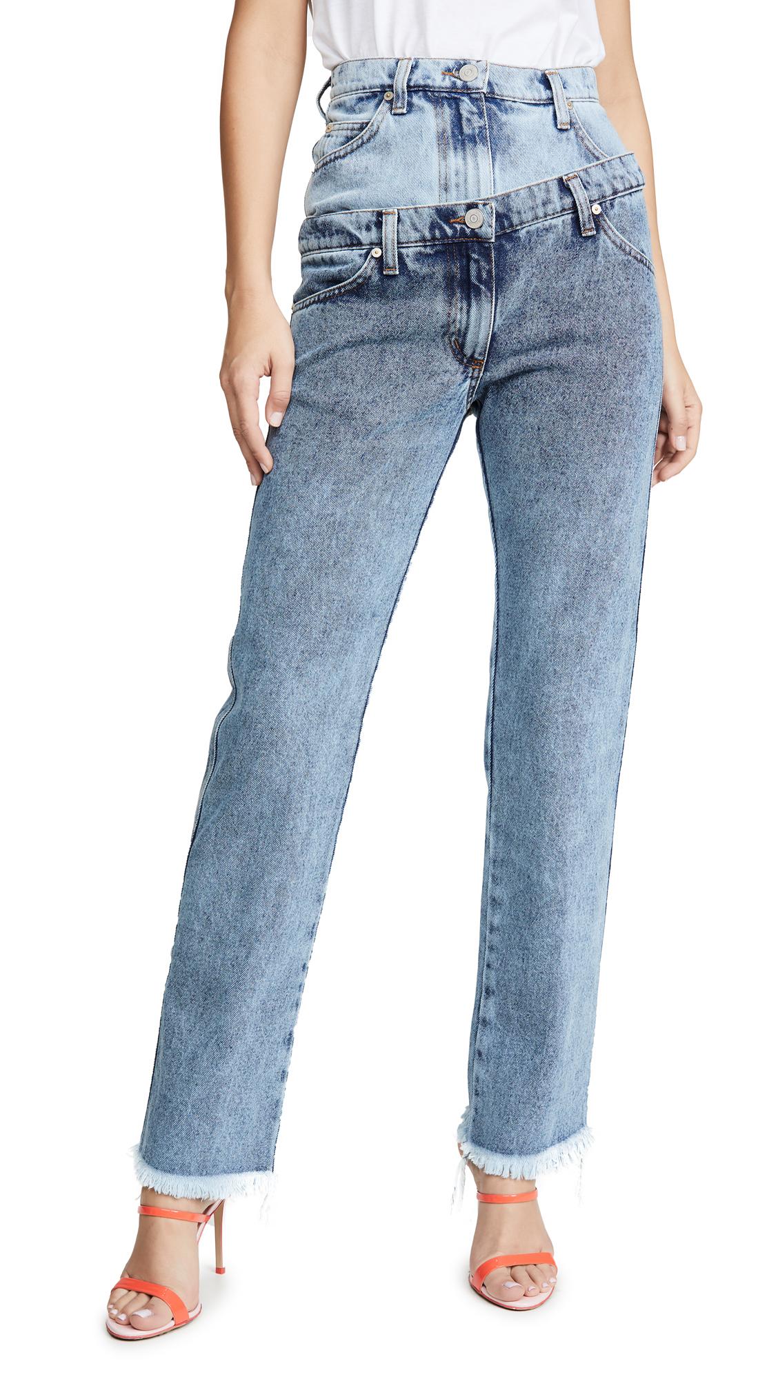 Natasha Zinko Double Waist Asymmetric Jeans in Blue | Lyst