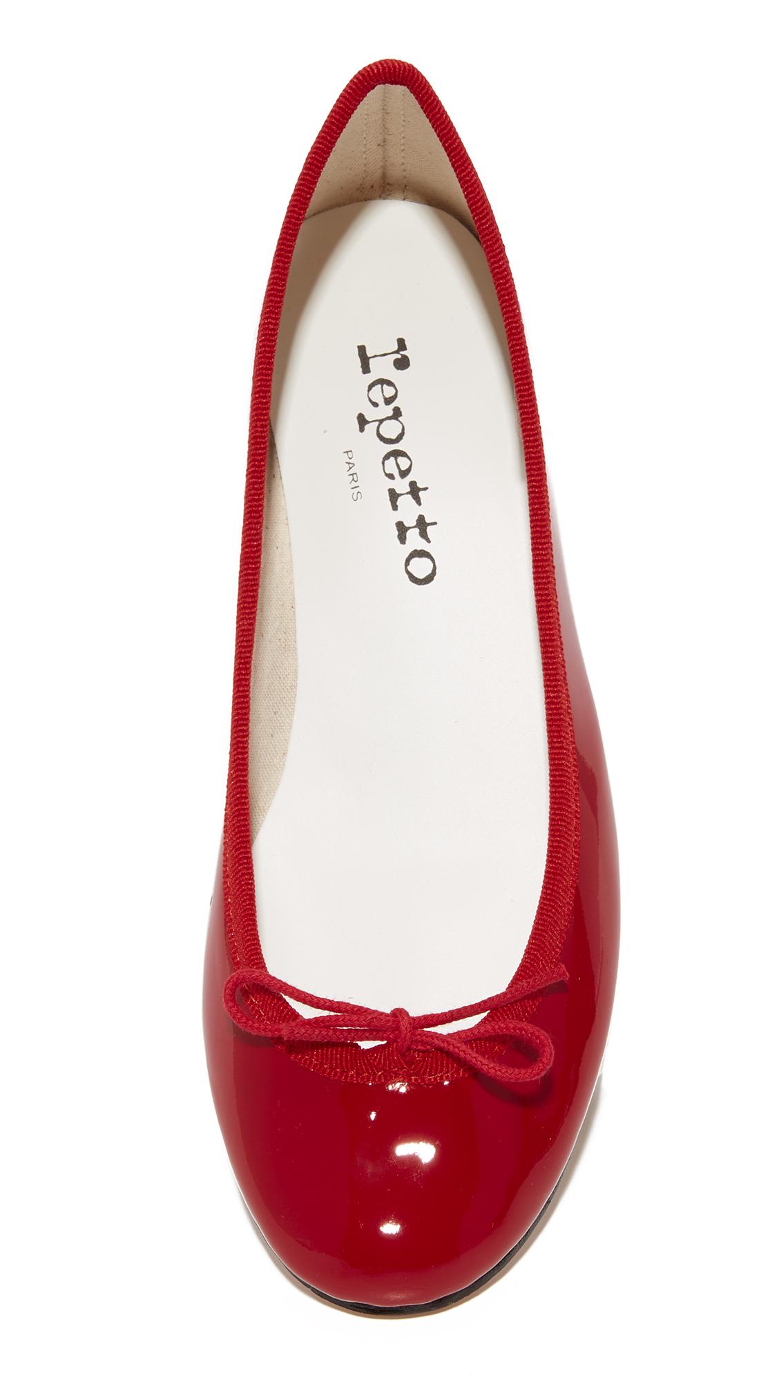 Virus se tv sammensmeltning Repetto Leather Camille Ballerina Heels in Red - Lyst
