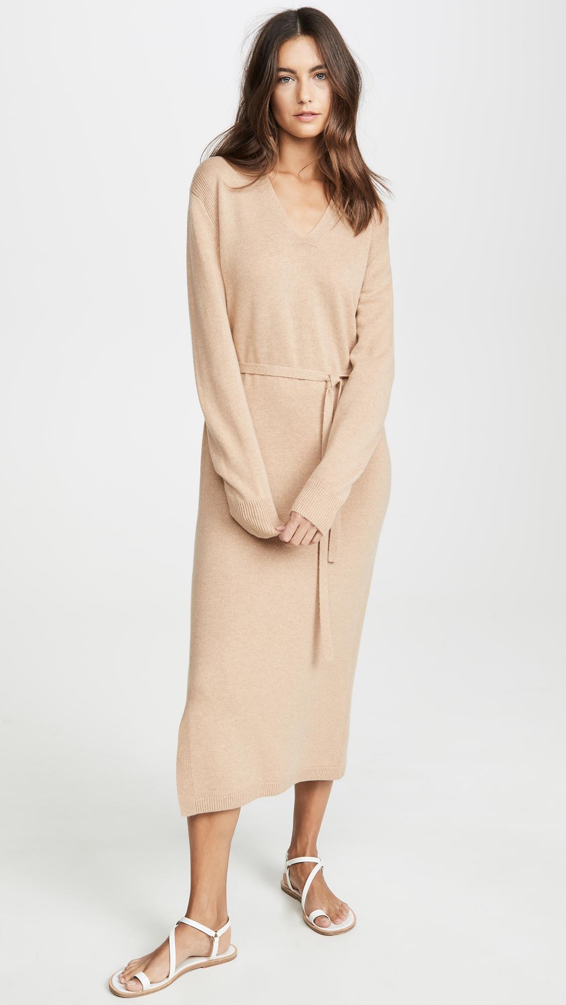 v neck wool dress