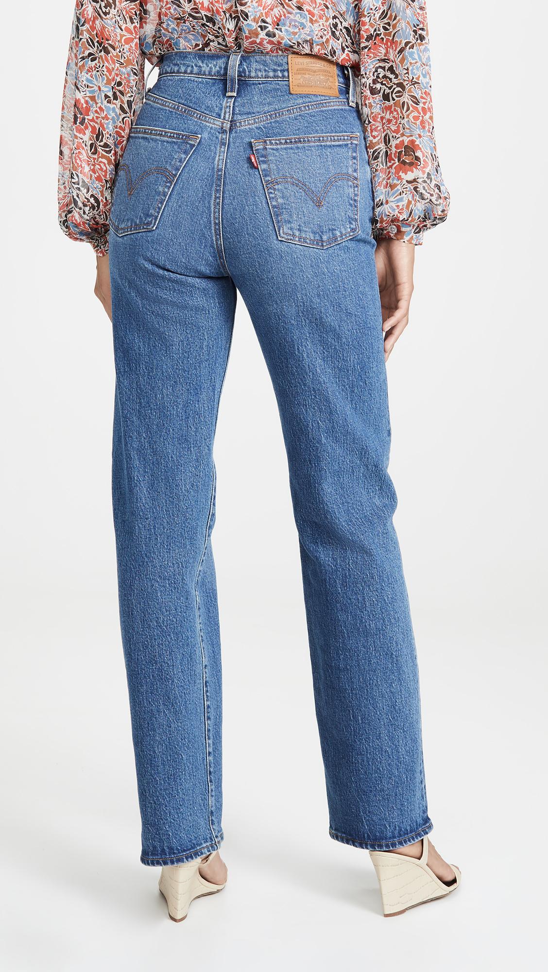 Levi's Ribcage Straight Full Length Jeans in Blue | Lyst