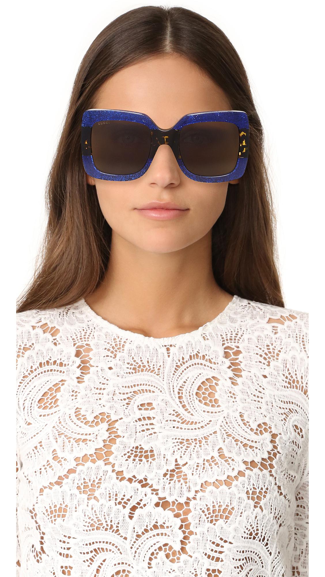 gucci blue square sunglasses