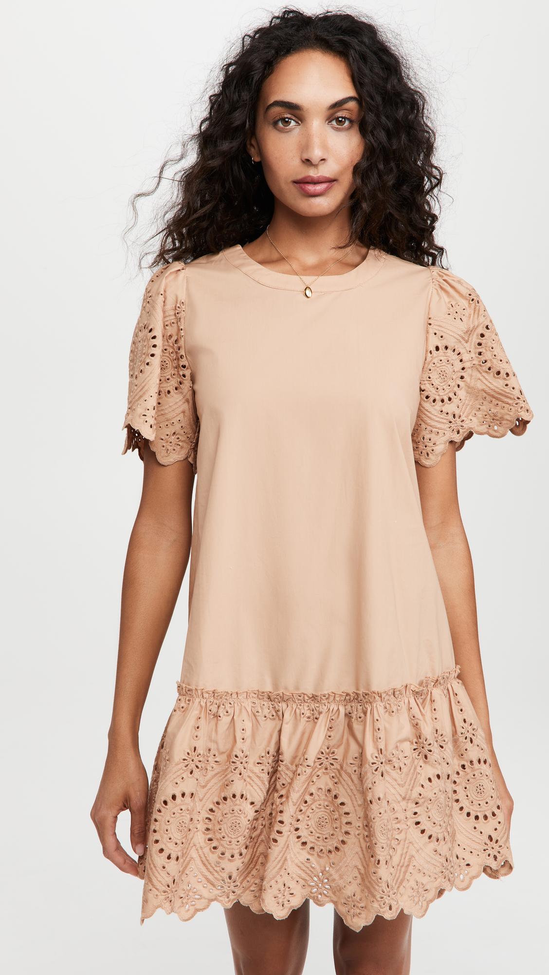 Peach deals eyelet dress