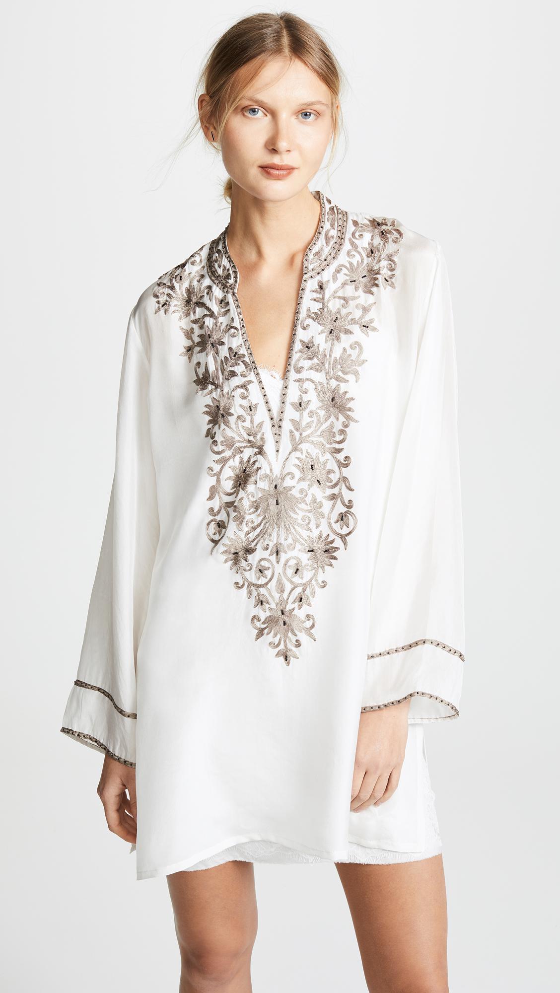 Loyd/Ford Chiffon Hand Embroidered Tunic Dress in Ivory (White) Lyst