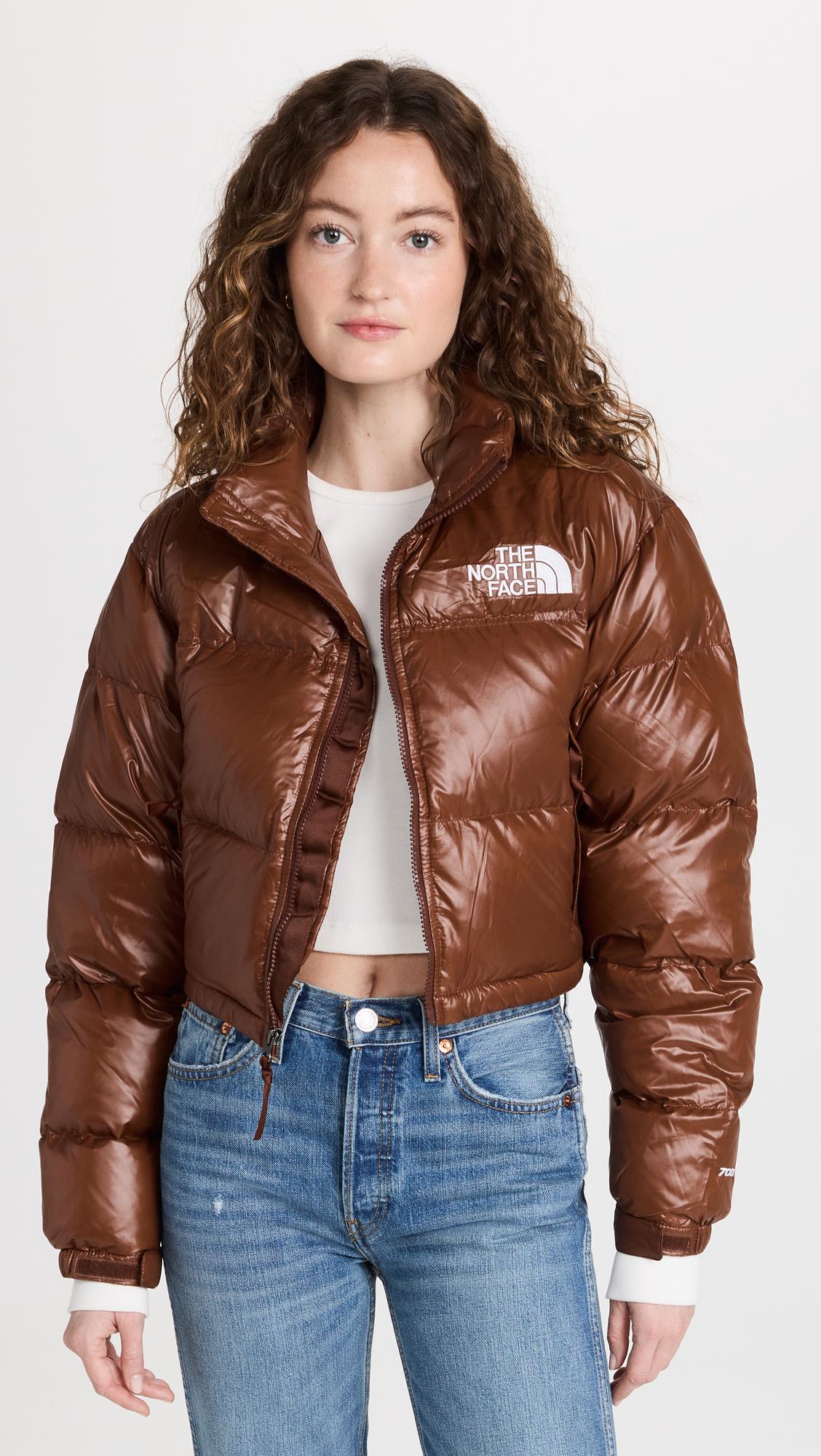 The North Face Women's Nuptse Short Jacket in Brown | Lyst