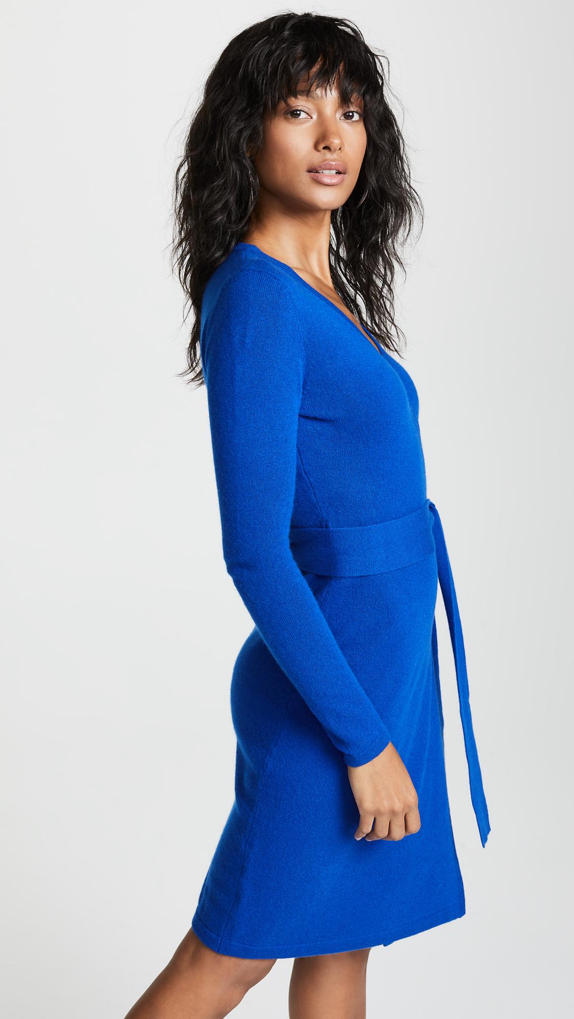 Diane von Furstenberg New Linda Cashmere Wrap Dress Bright Blue | Lyst