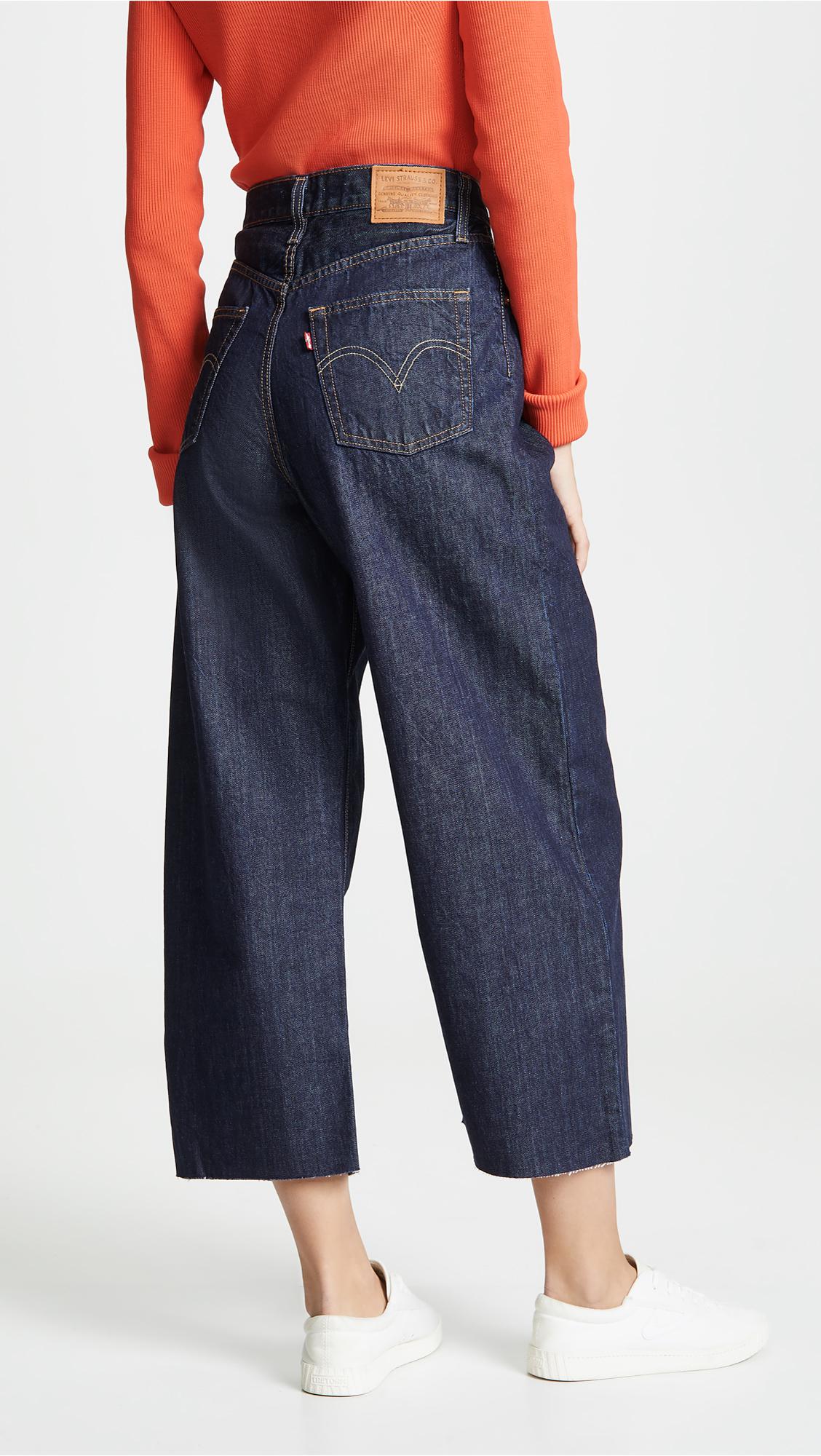 Levi's Ribcage Pleated Crop Jeans in Blue | Lyst
