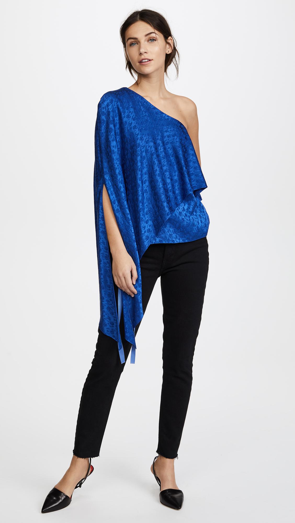 Hellessy Satin Xenia Off Shoulder Cape Top in Cobalt (Blue) Lyst