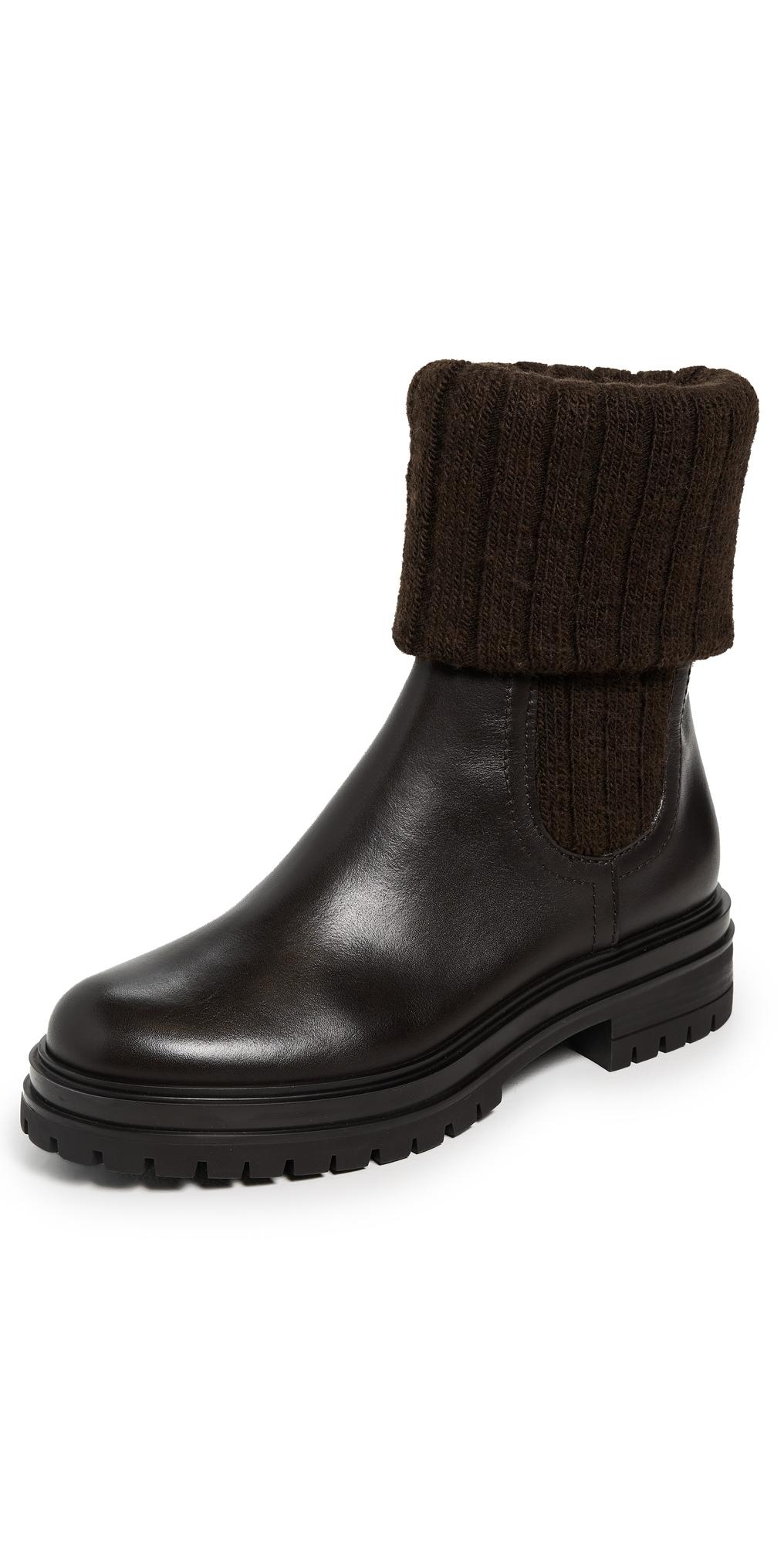 ショートブーツ・ブーティ GIANVITO ROSSI CALF AND KNIT ANKLE BOOTS Gianvito Rossi | Chester knit sock ankle boots | Savannahs