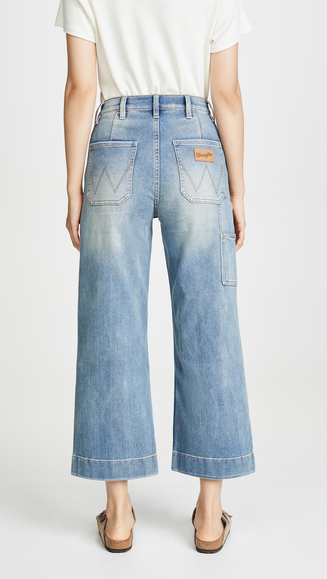 Wrangler Wide Leg Utility Crop Jeans in Blue | Lyst