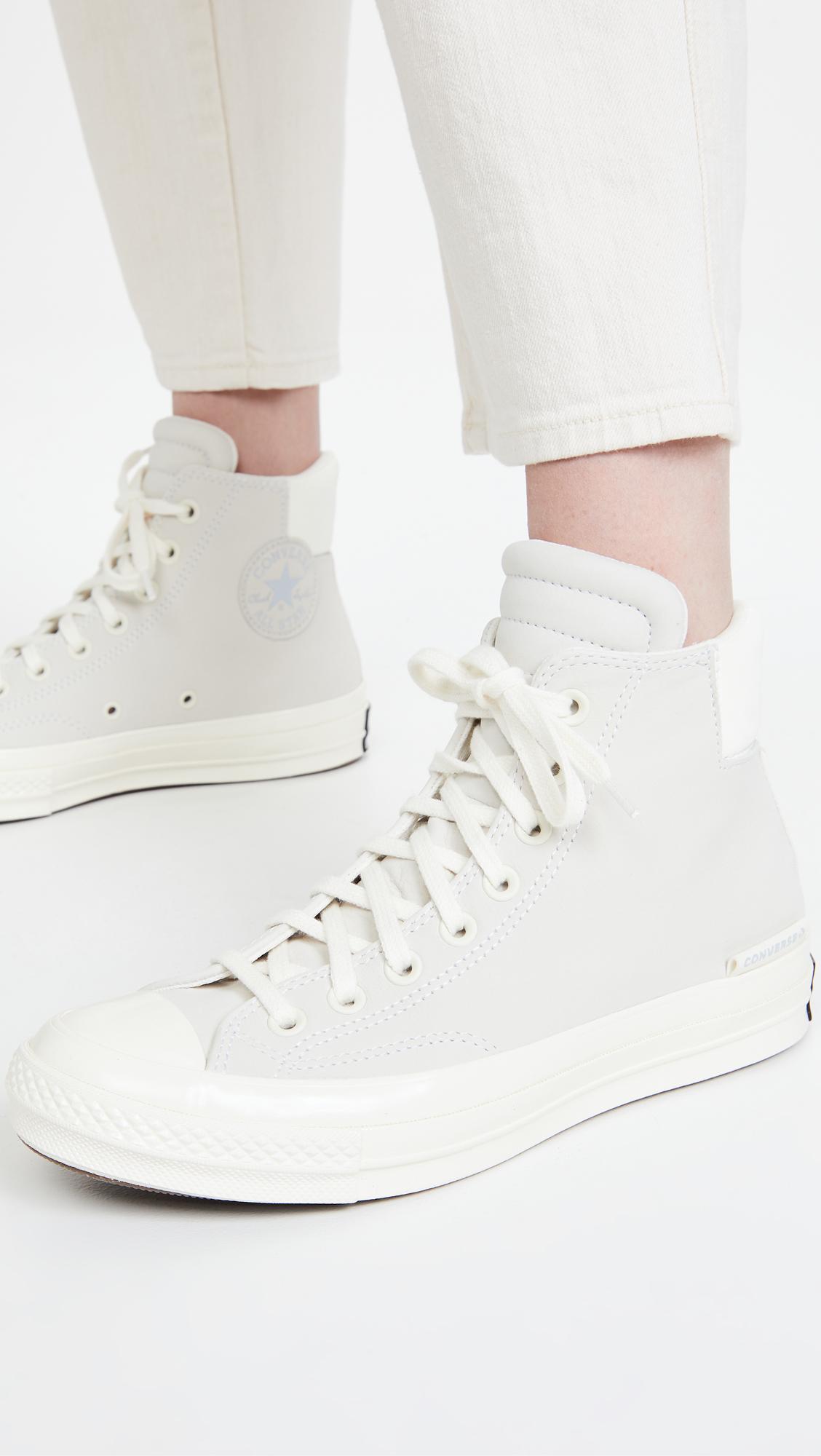 Converse Leather Chuck 70 Padded Collar High Top Sneakers in White | Lyst