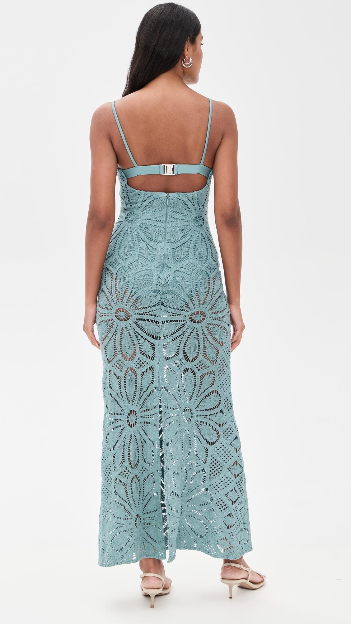 patbo camilla beach dress Blue Cotton Cutwork Flouncy Maxi Camilla Dress  SABO