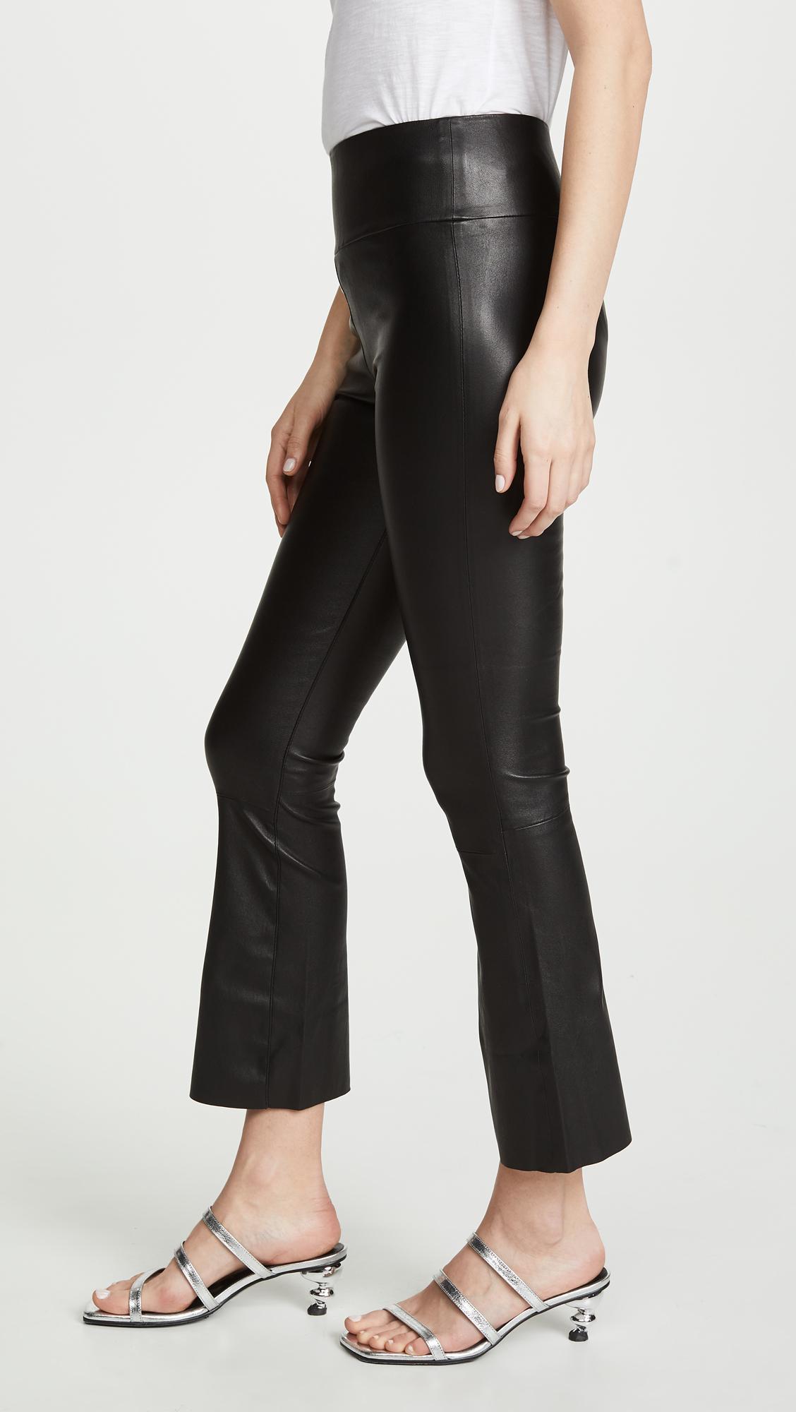 SPRWMN Leather Crop Flare Leggings in Black - Lyst
