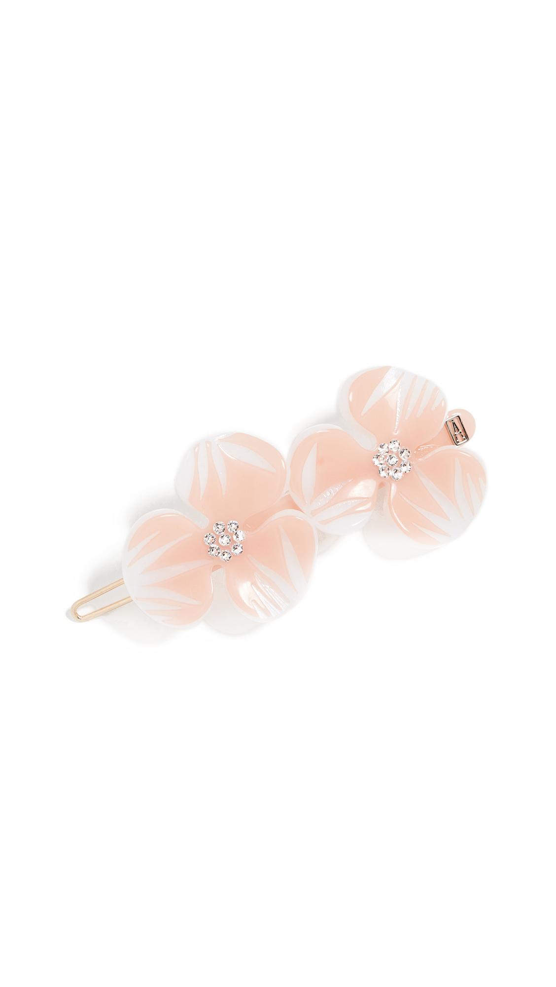 Alexandre de Paris ballpoint flower crystal barrette denim hair slide clip pin 