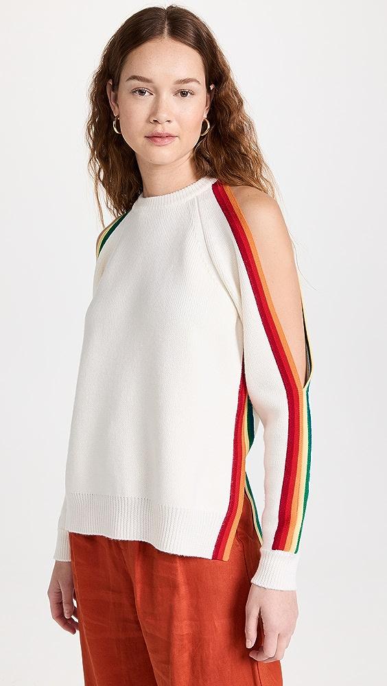 Monse Rainbow Trim Slit Sleeve Sweater in Red | Lyst
