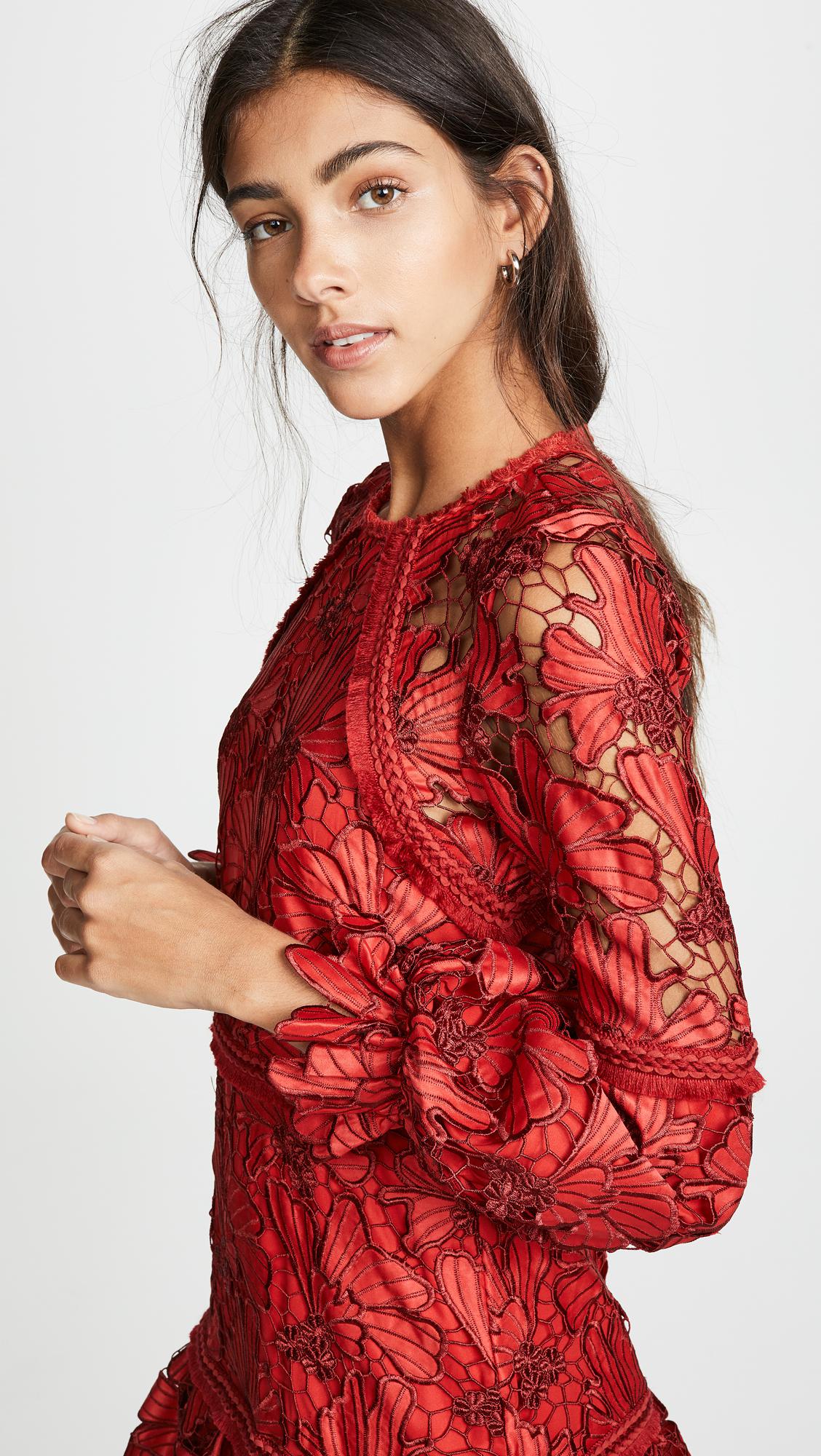 alexis red lace fransisca dress