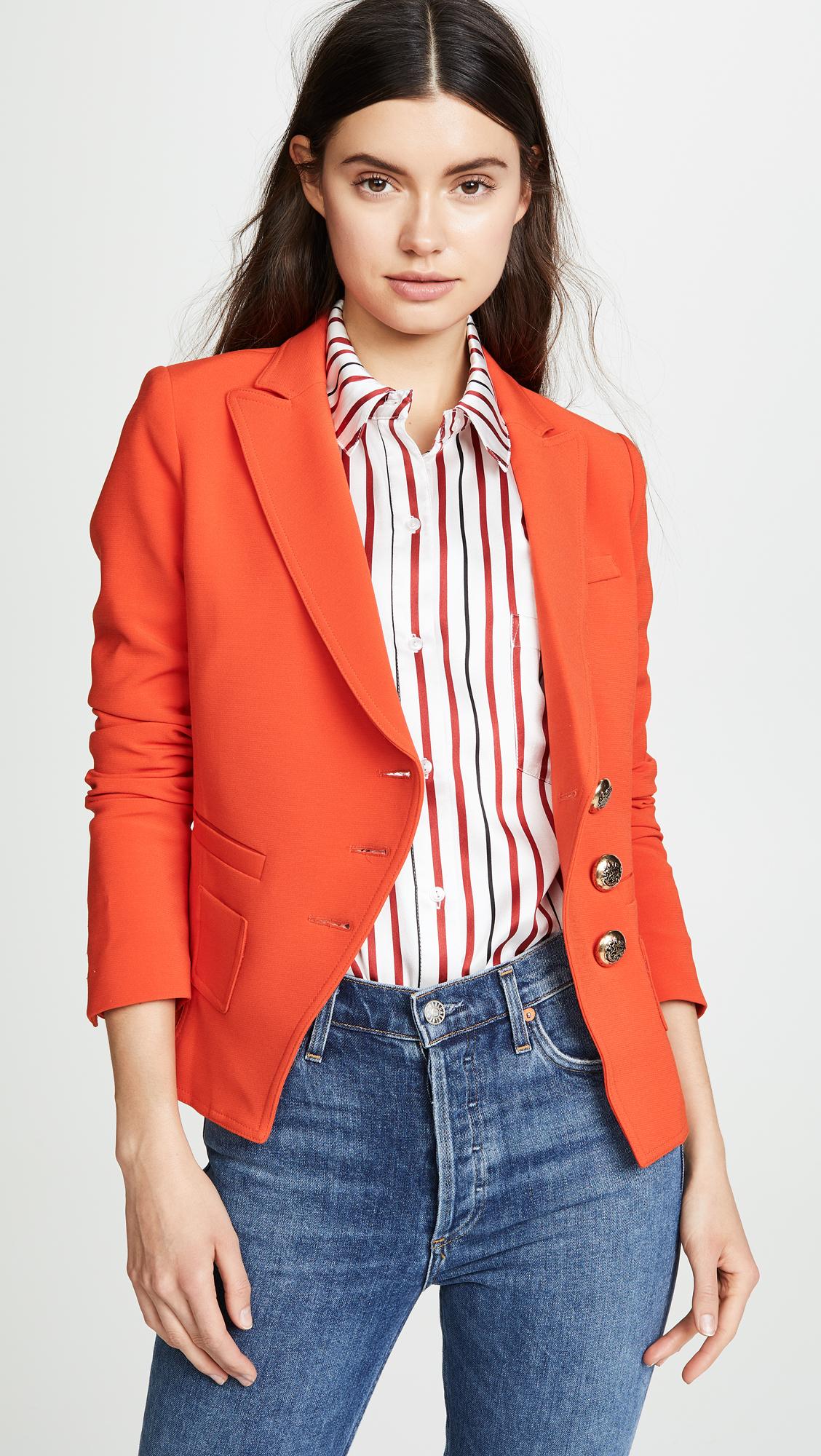Smythe Synthetic Wrap Blazer in Orange Lyst