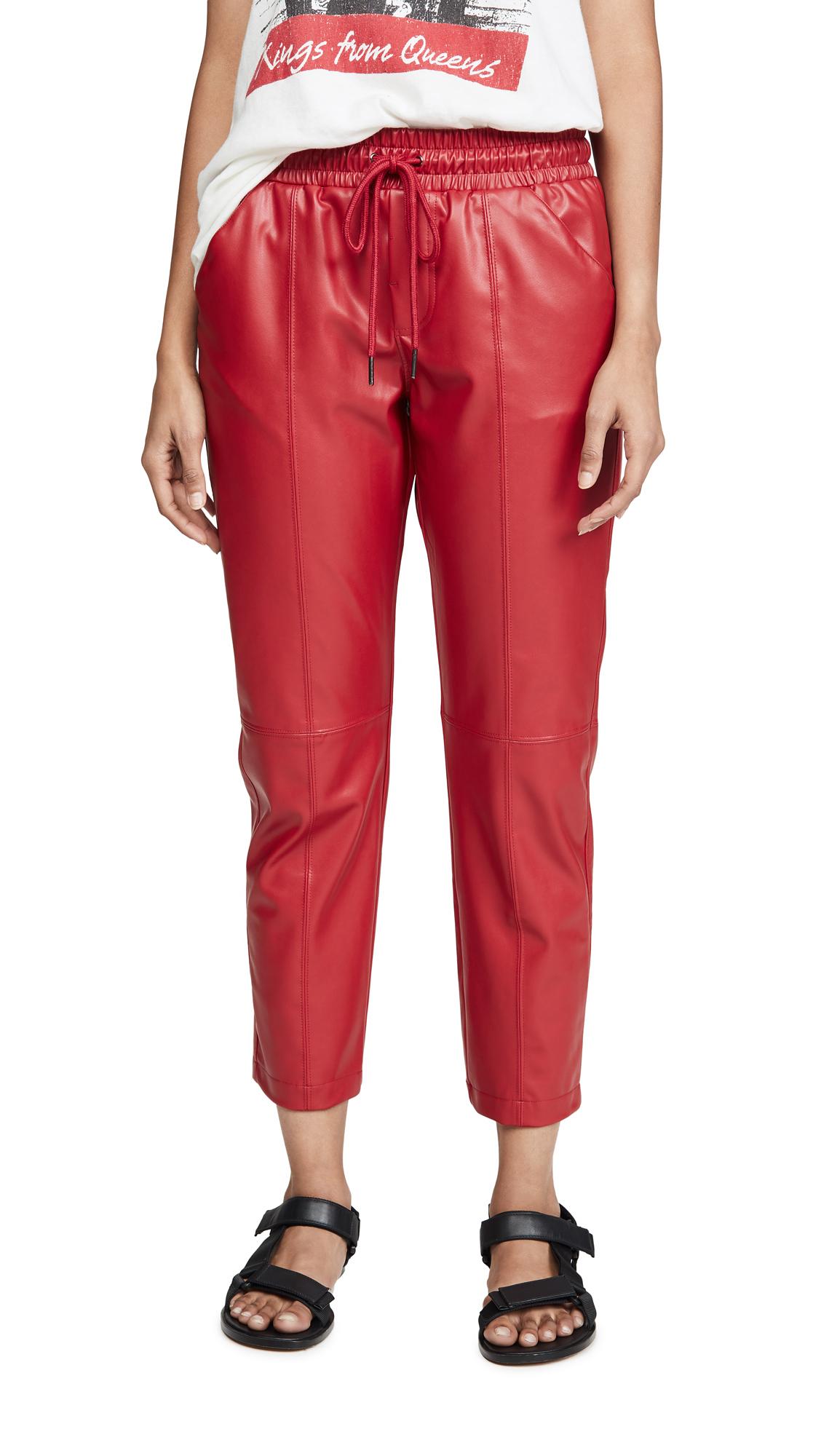 David Lerner Vegan Leather Joggers in Cherry (Red) - Lyst