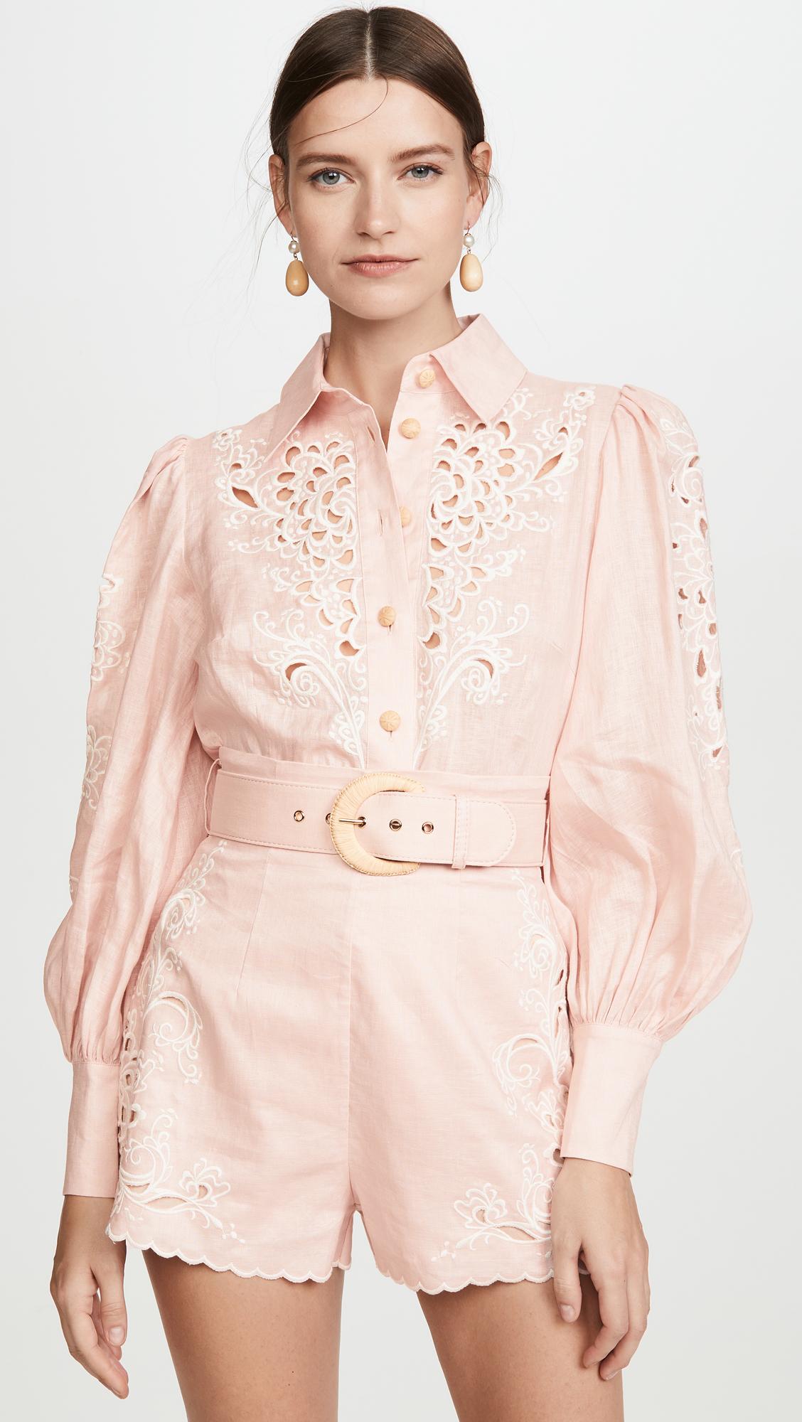 Zimmermann Freja Embroidery Shirt in Blossom (Pink) | Lyst