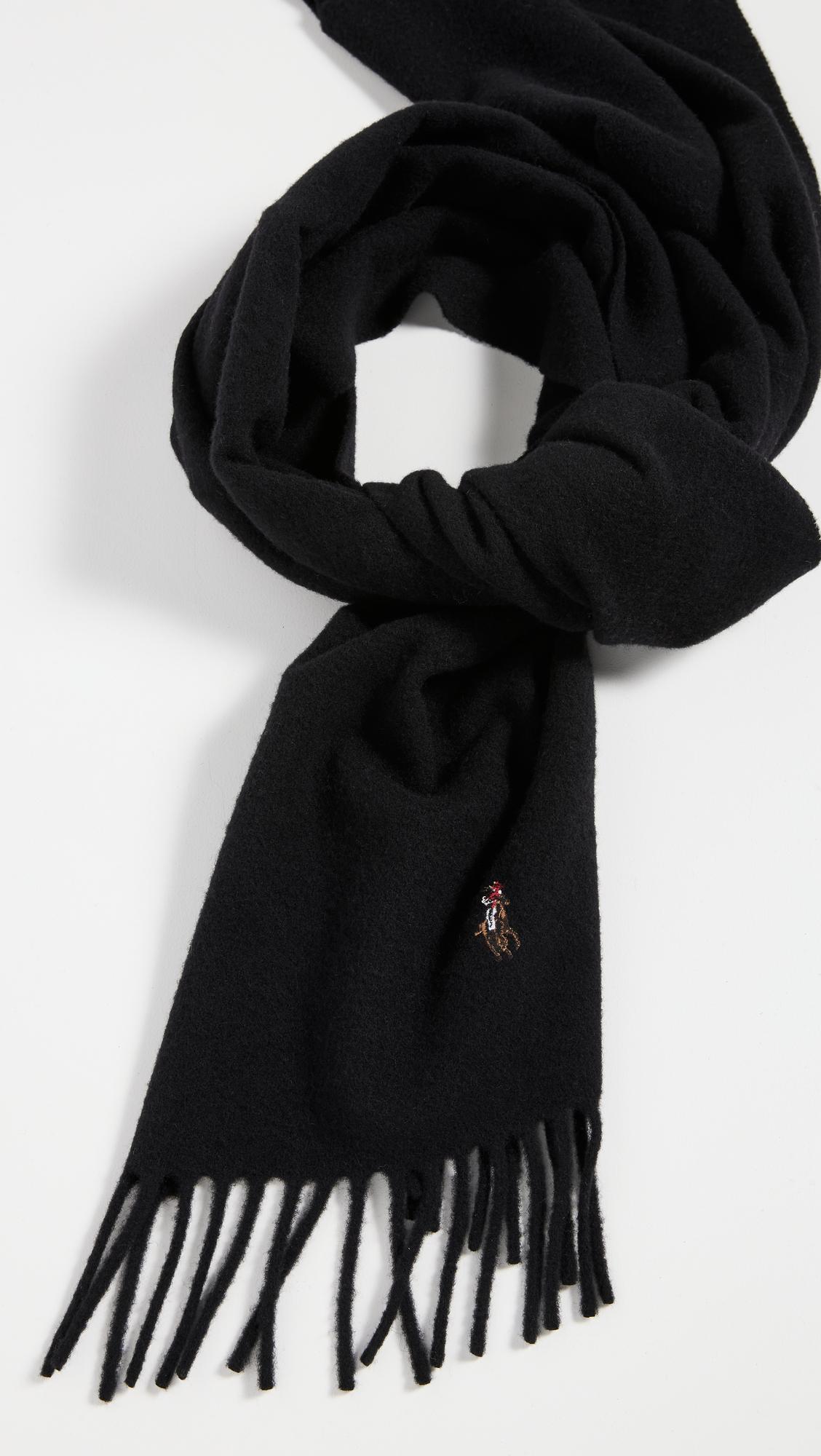 Polo Ralph Lauren Signature Italian Virgin Wool Scarf in Black for Men |  Lyst