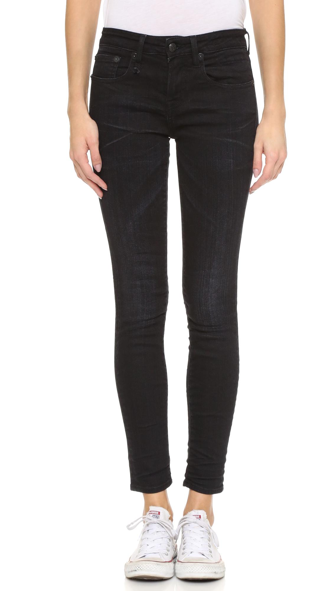 R13 Denim The Jenny Mid Rise Skinny Jeans in Black - Lyst