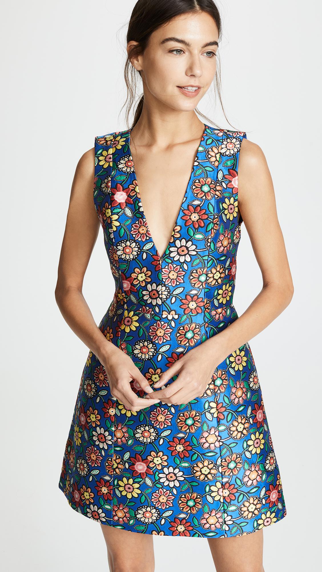 Alice + Olivia Patty Seamed A-line Dress in Blue | Lyst Canada