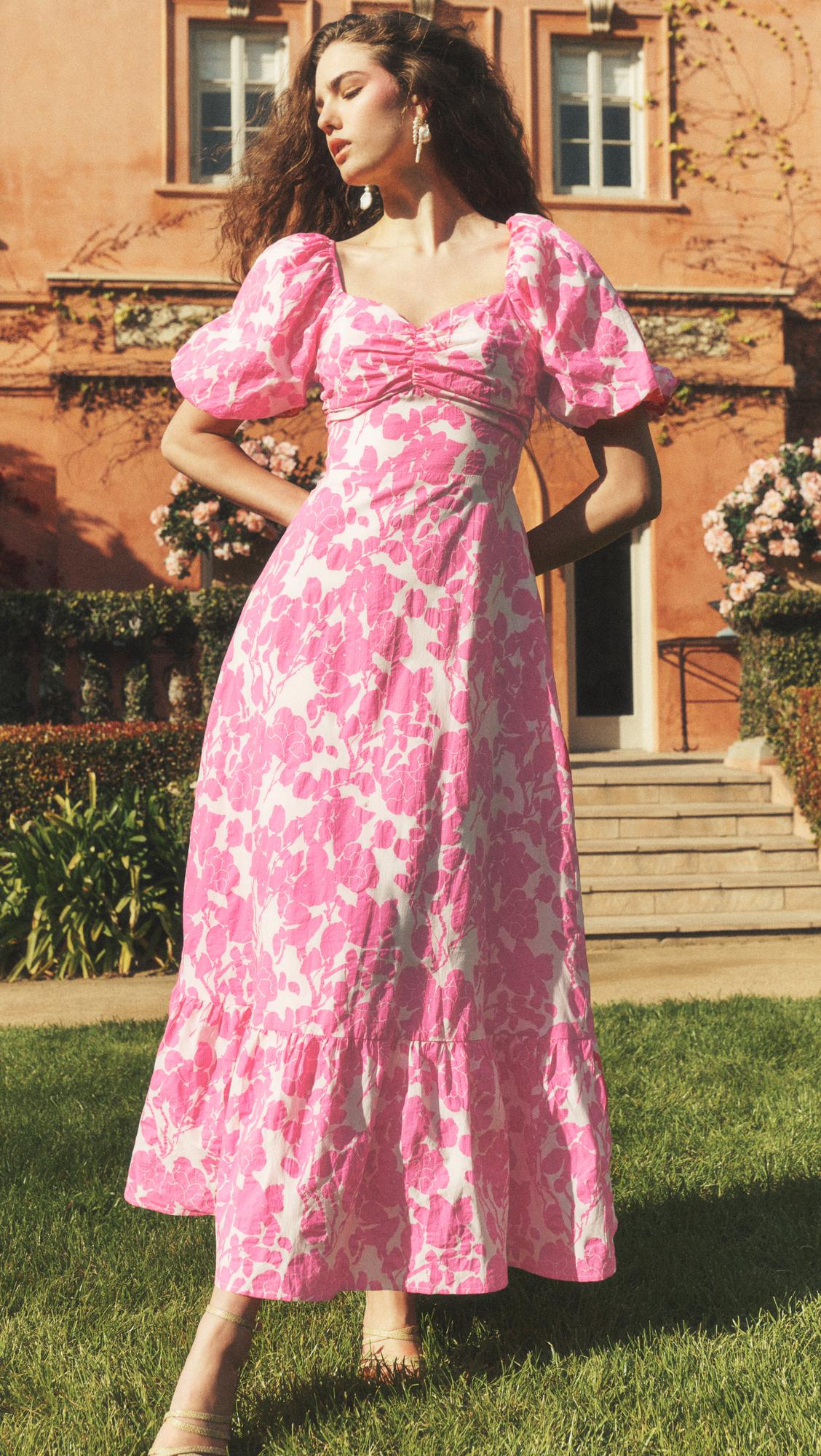 English Factory Floral Print Maxi Dress in Pink | Lyst