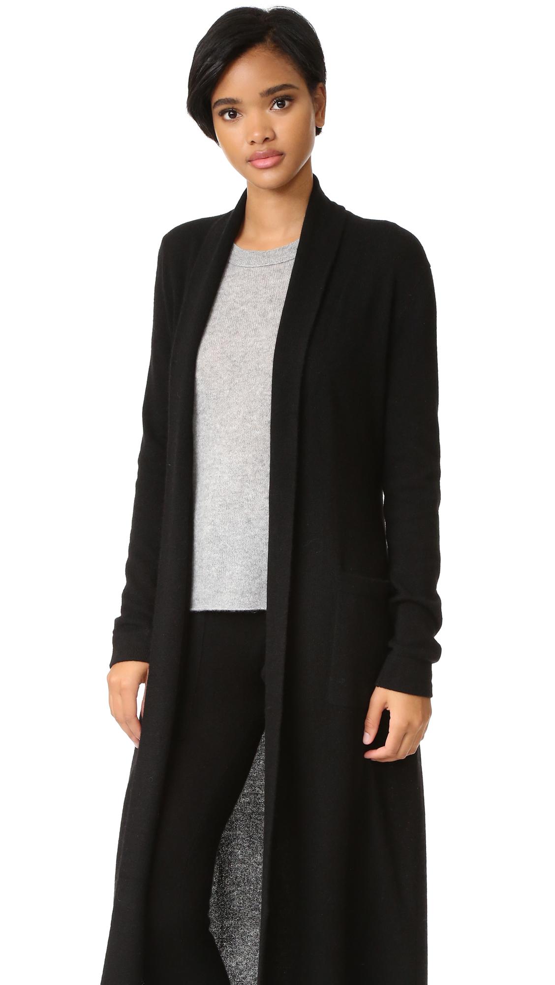 White + Warren Luxe Cashmere Robe in Black - Lyst