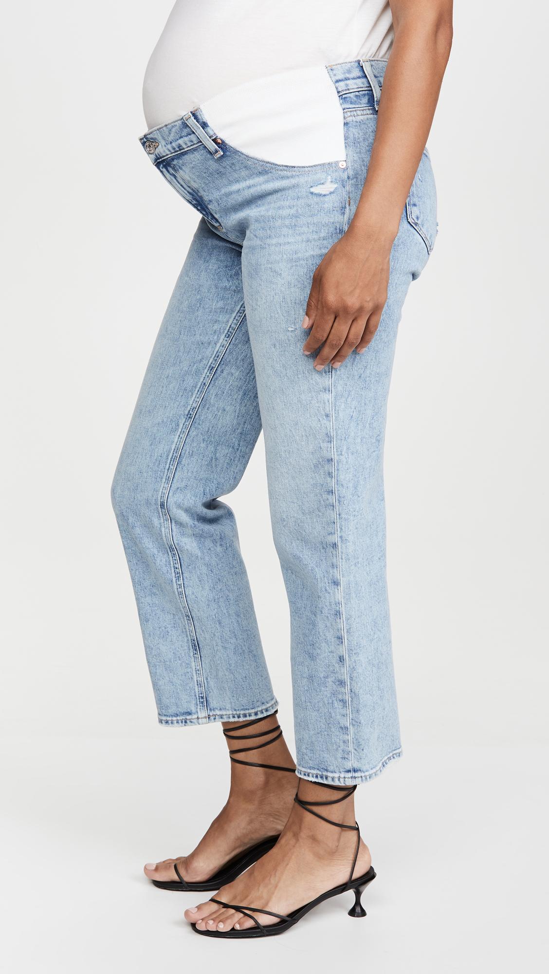 PAIGE Noella Straight Maternity Jeans in Blue | Lyst