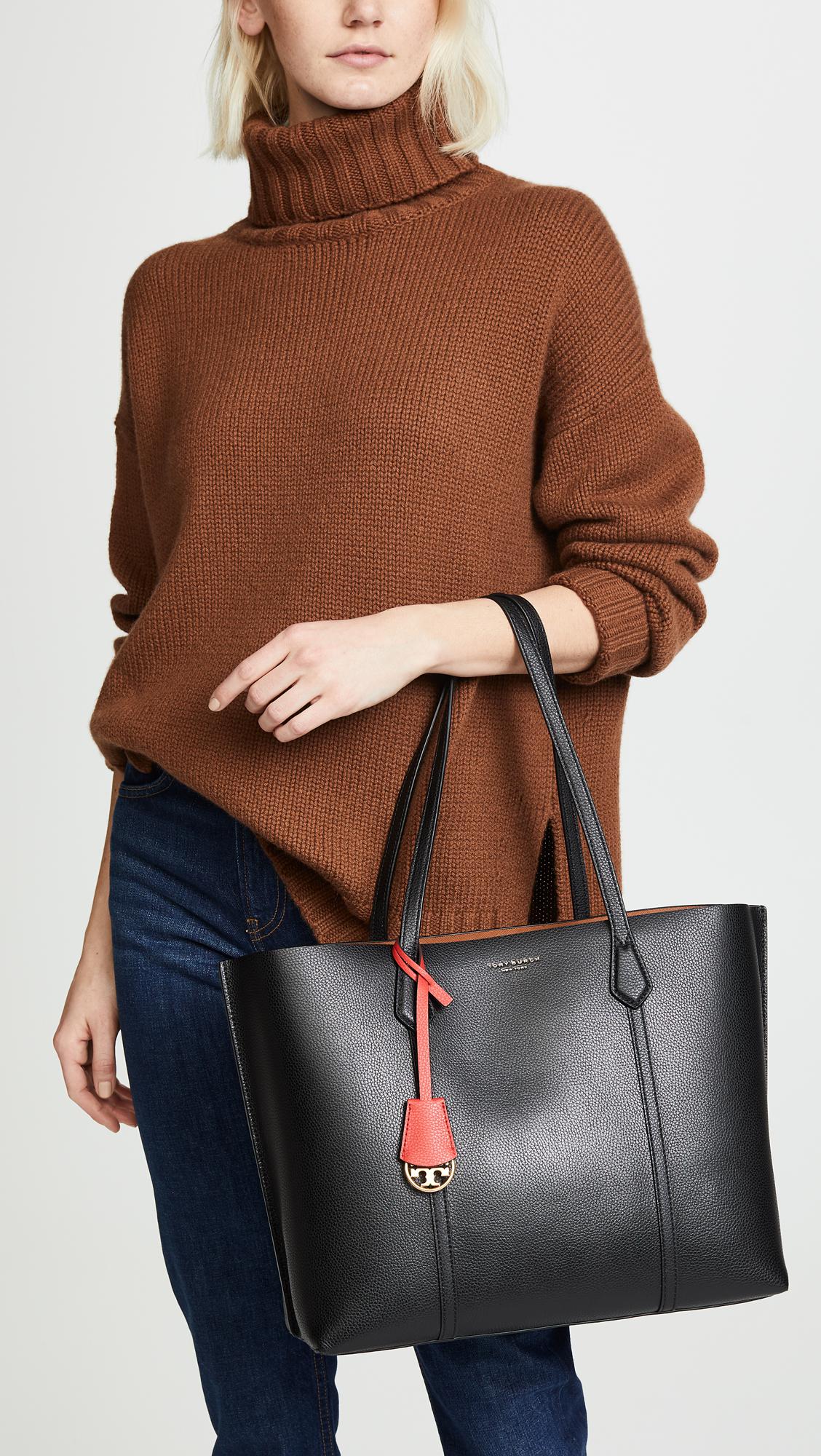 tory burch perry tote black