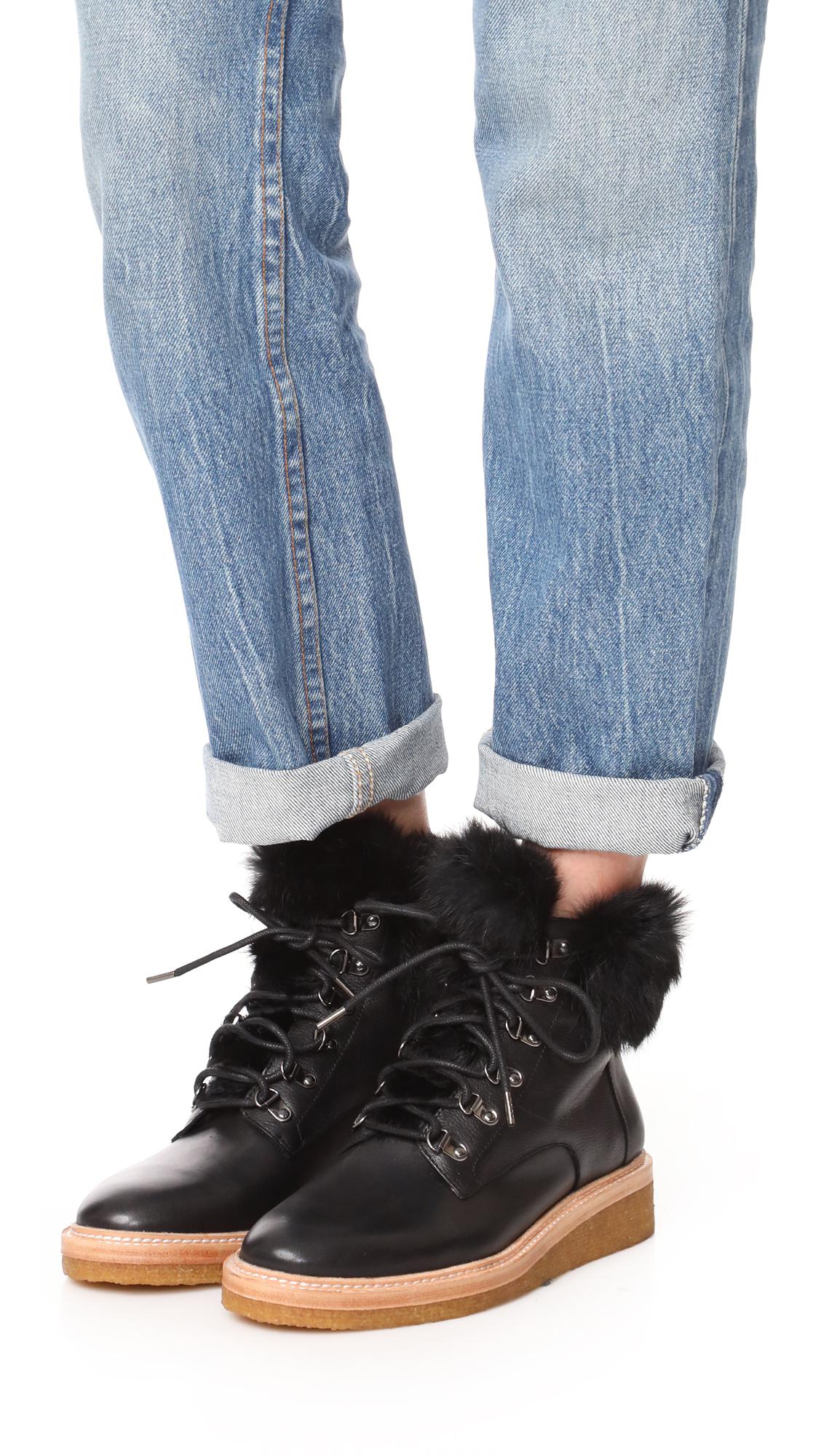 botkier Womens Winter Fur Hiker Boots