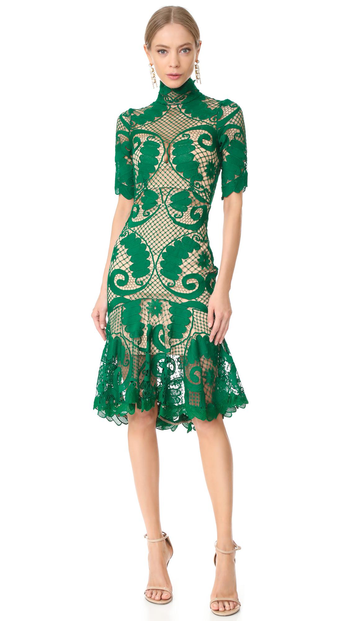 green glamour dress