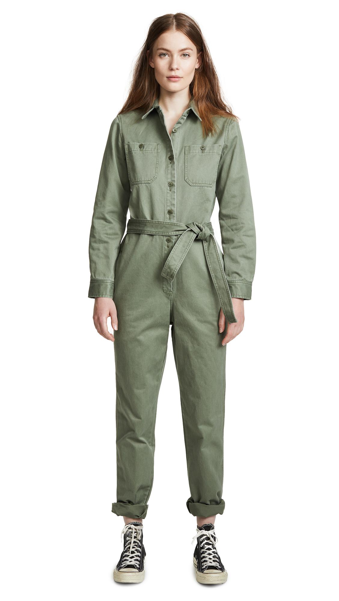 A.P.C. Cotton Zucca Jumpsuit in Green | Lyst