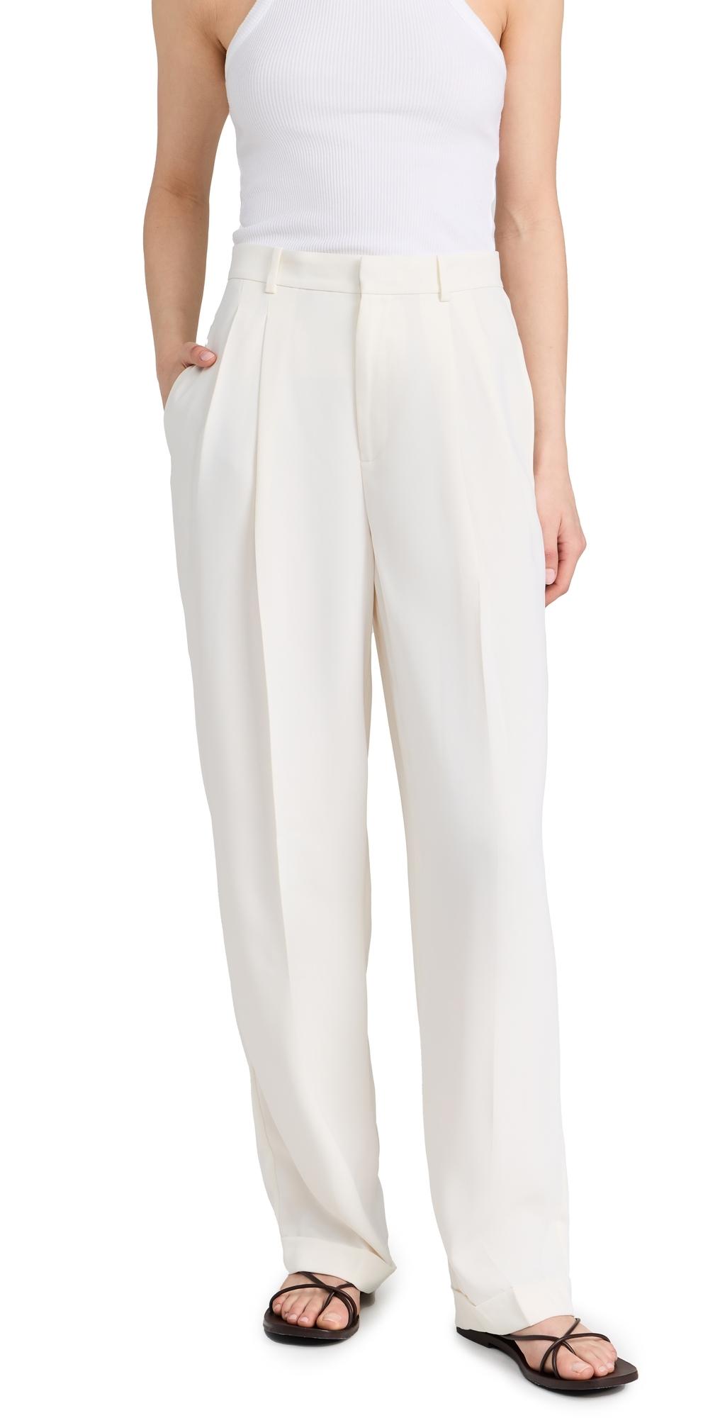パンツ POLO RALPH LAUREN Women Straight Pants 211664427003WHITE Whi Polo Ralph Lauren Straight-Leg Pleated Pants | Neiman Marcus