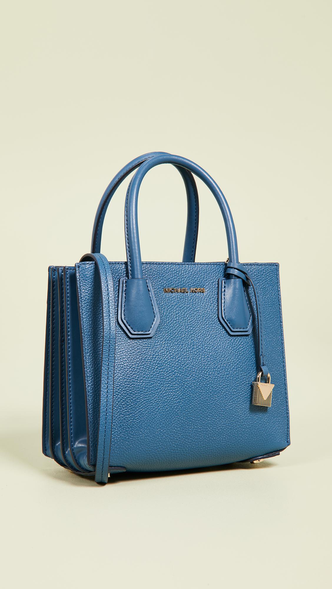 MICHAEL Michael Kors Mercer Medium Messenger Bag In Tile Blue Python  Embossed Calfskin