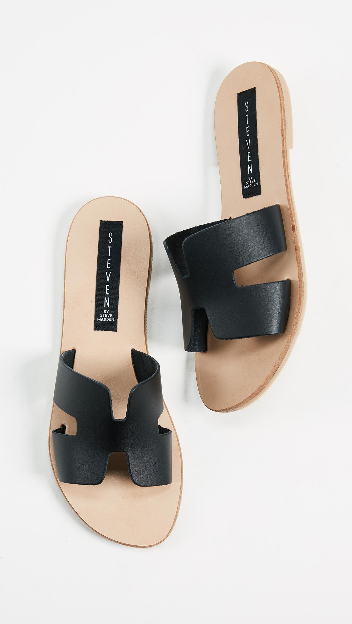 steve madden greece sandals black