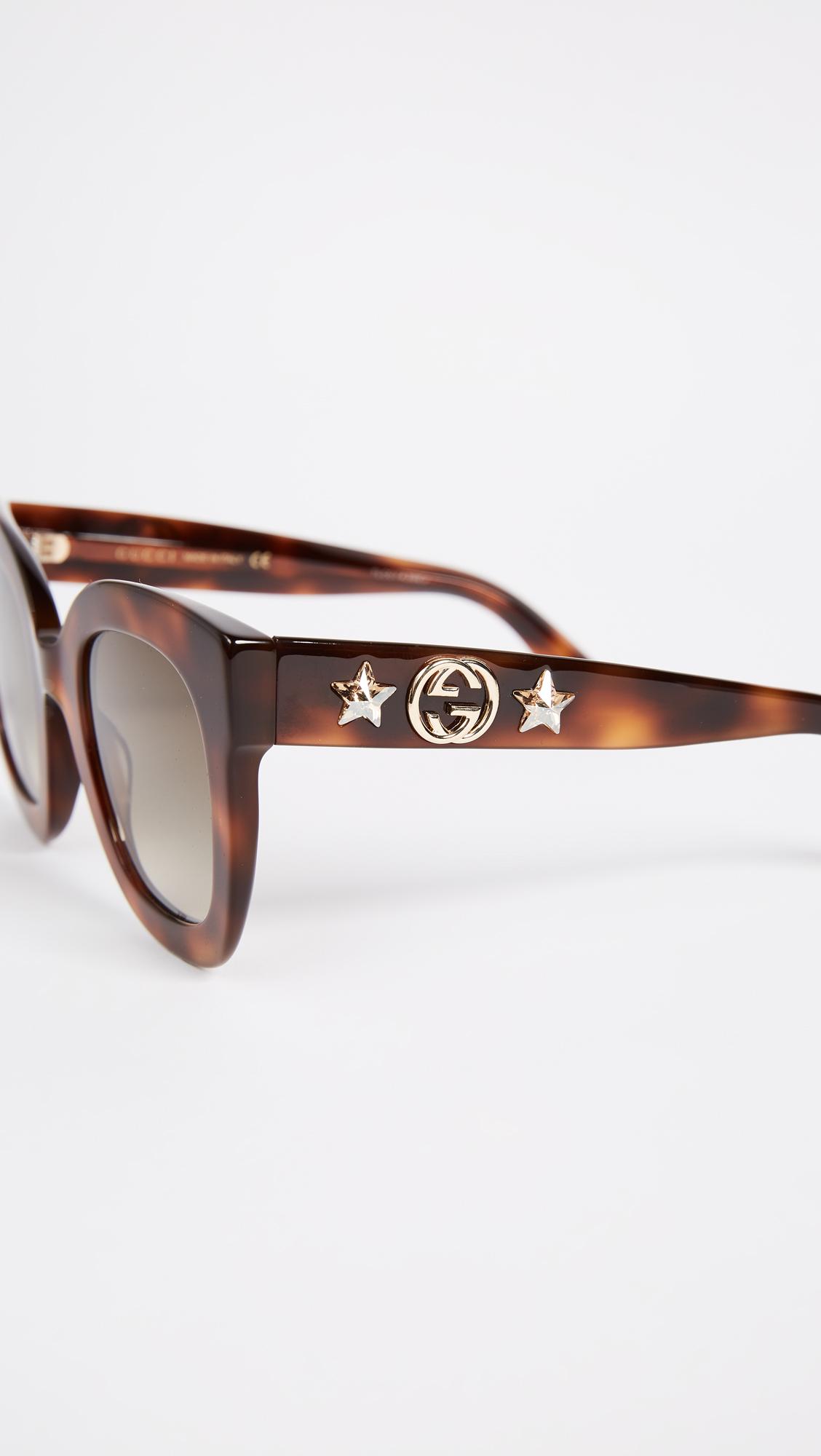 Gucci Urban Stars Rectangle Sunglasses in Brown | Lyst