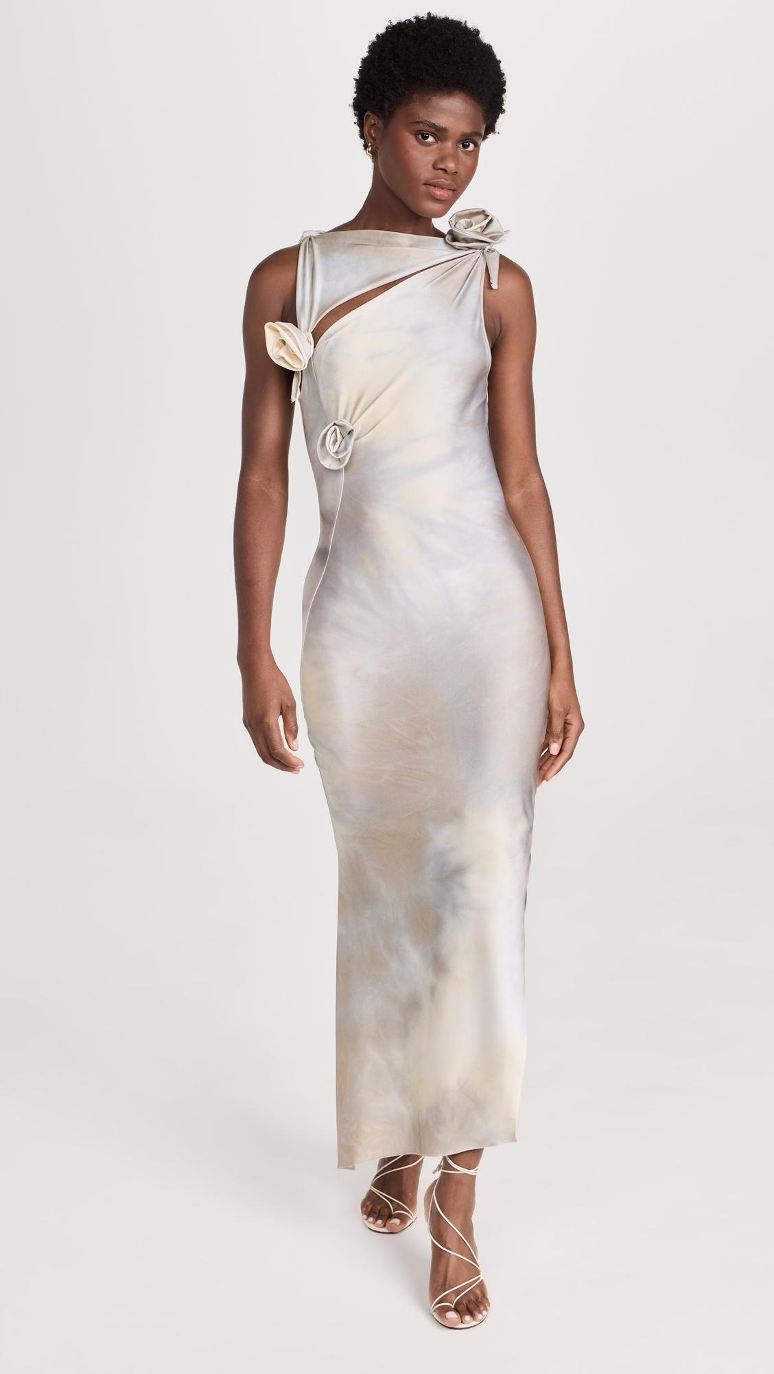 coperni asymmetric flower dress Coperni Asymmetric Mini Flower Gown