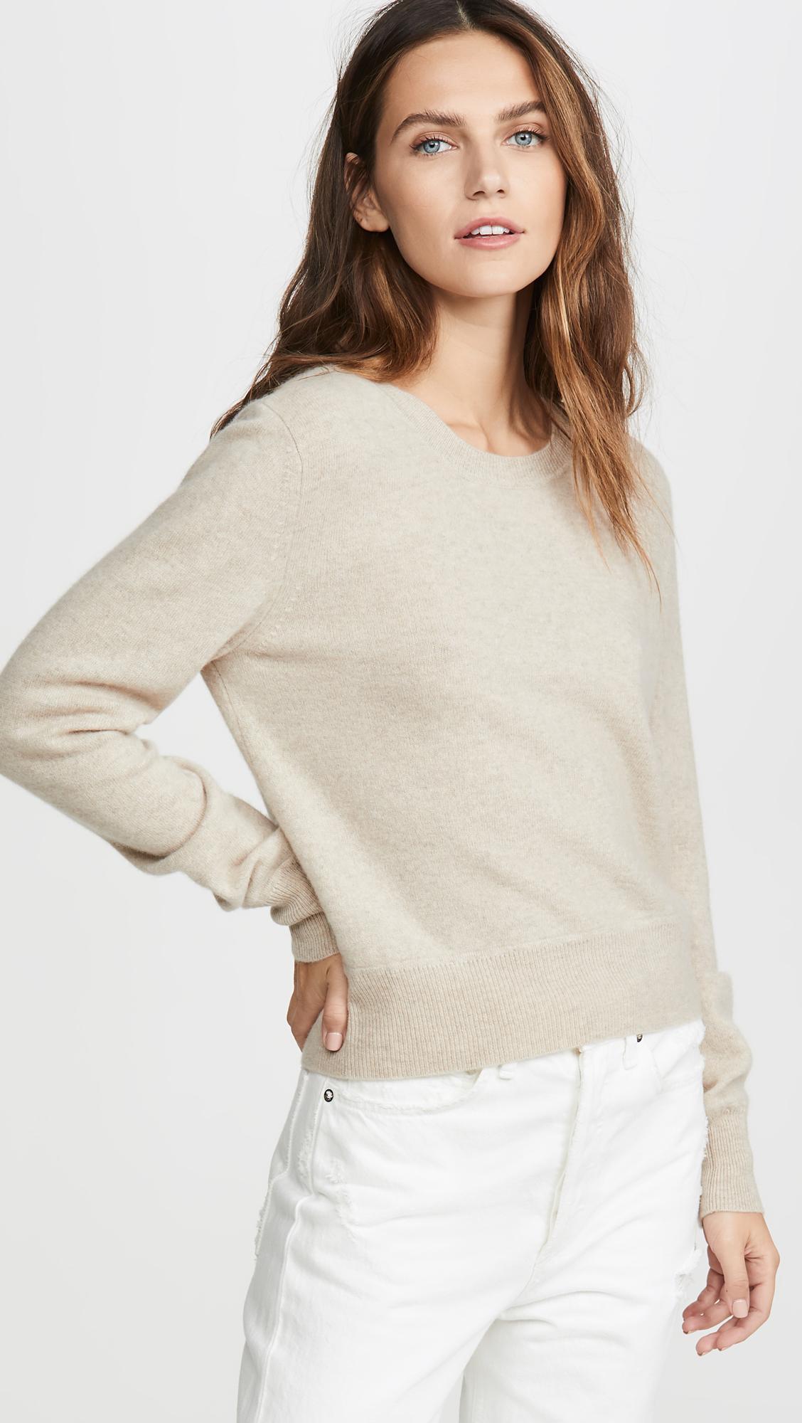NAADAM Cropped Crew Cashmere Sweater in Natural | Lyst