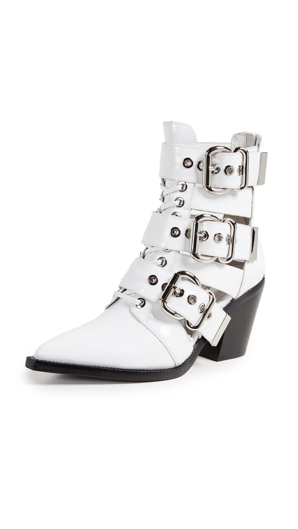 Jeffrey Campbell Leather Caceres Buckle Booties in White - Lyst